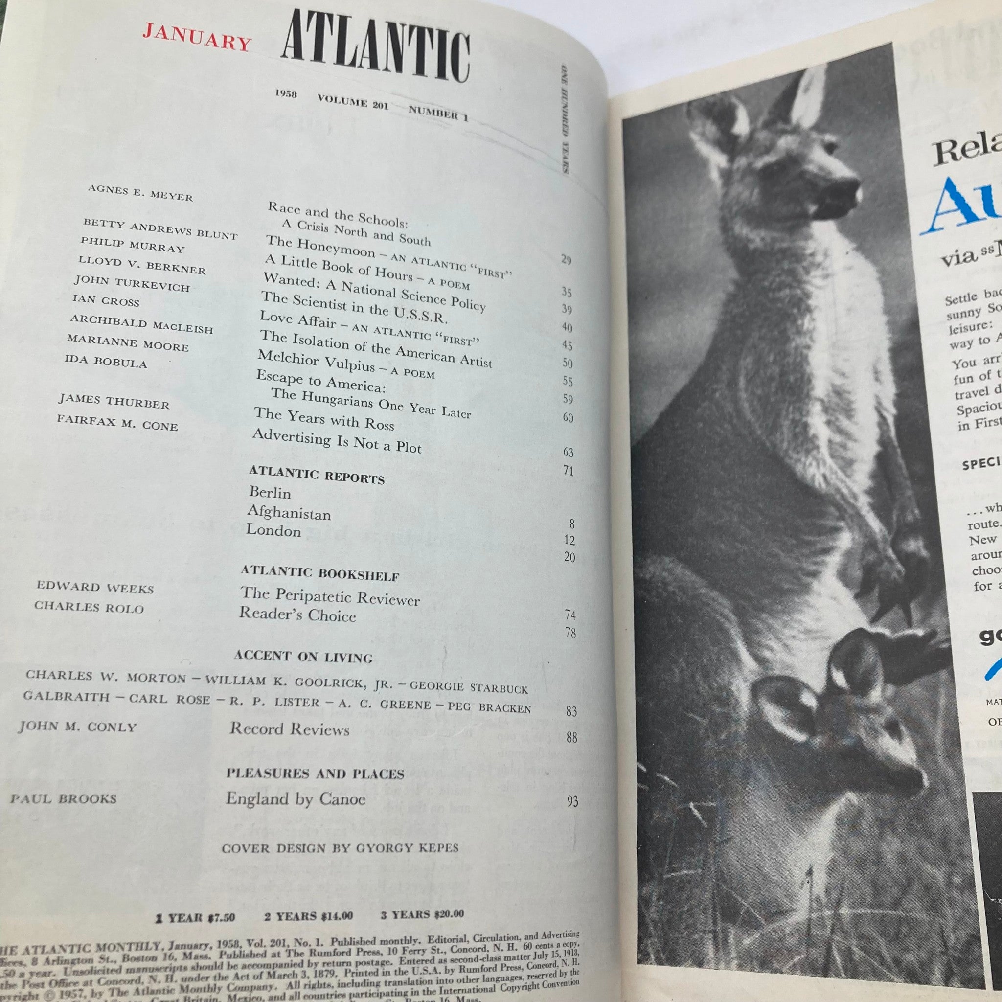 VTG The Atlantic Magazine January 1958 Race and The Schools A Crisis No Label