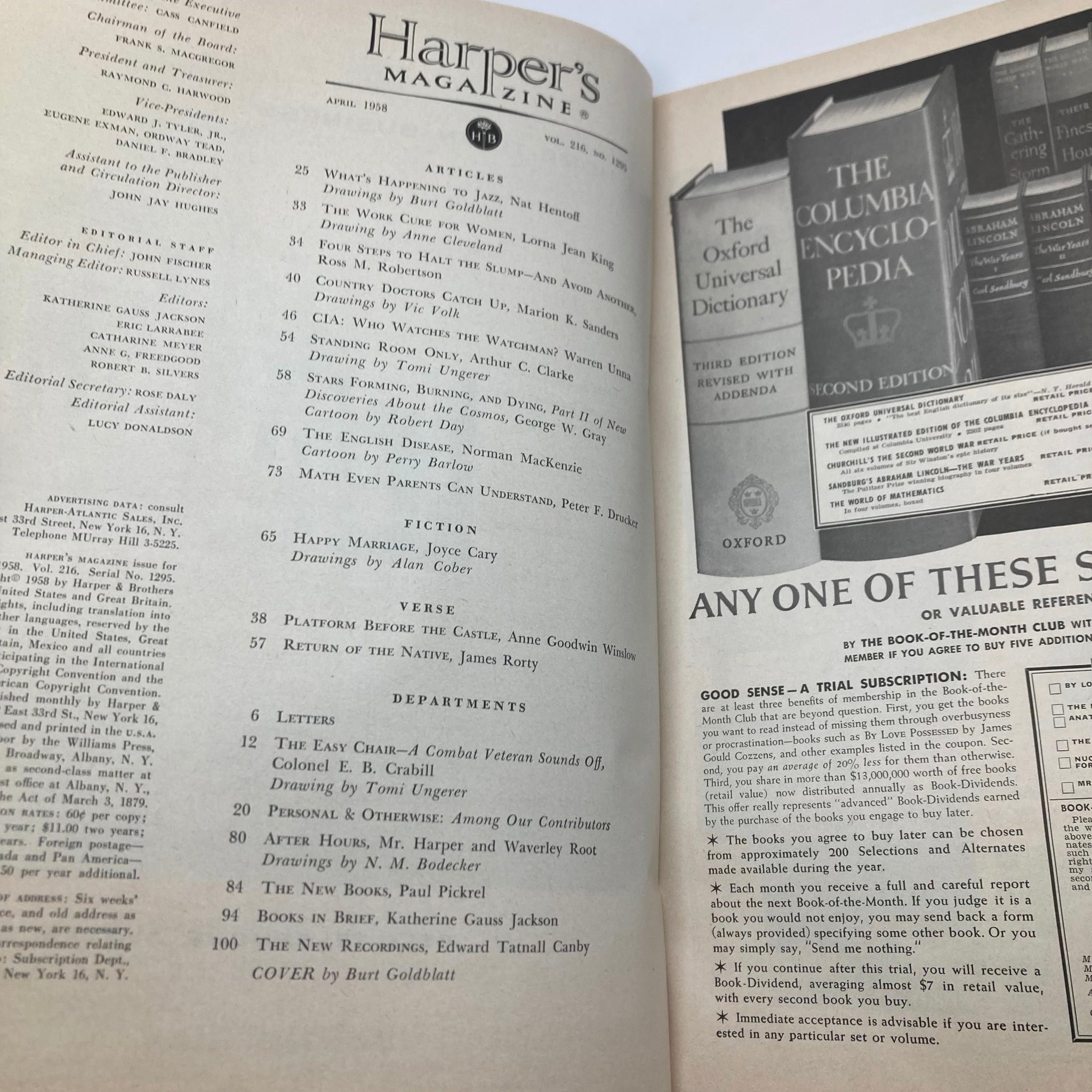 VTG Harper's Magazine April 1958 Jazz What's Happening To It? No Label