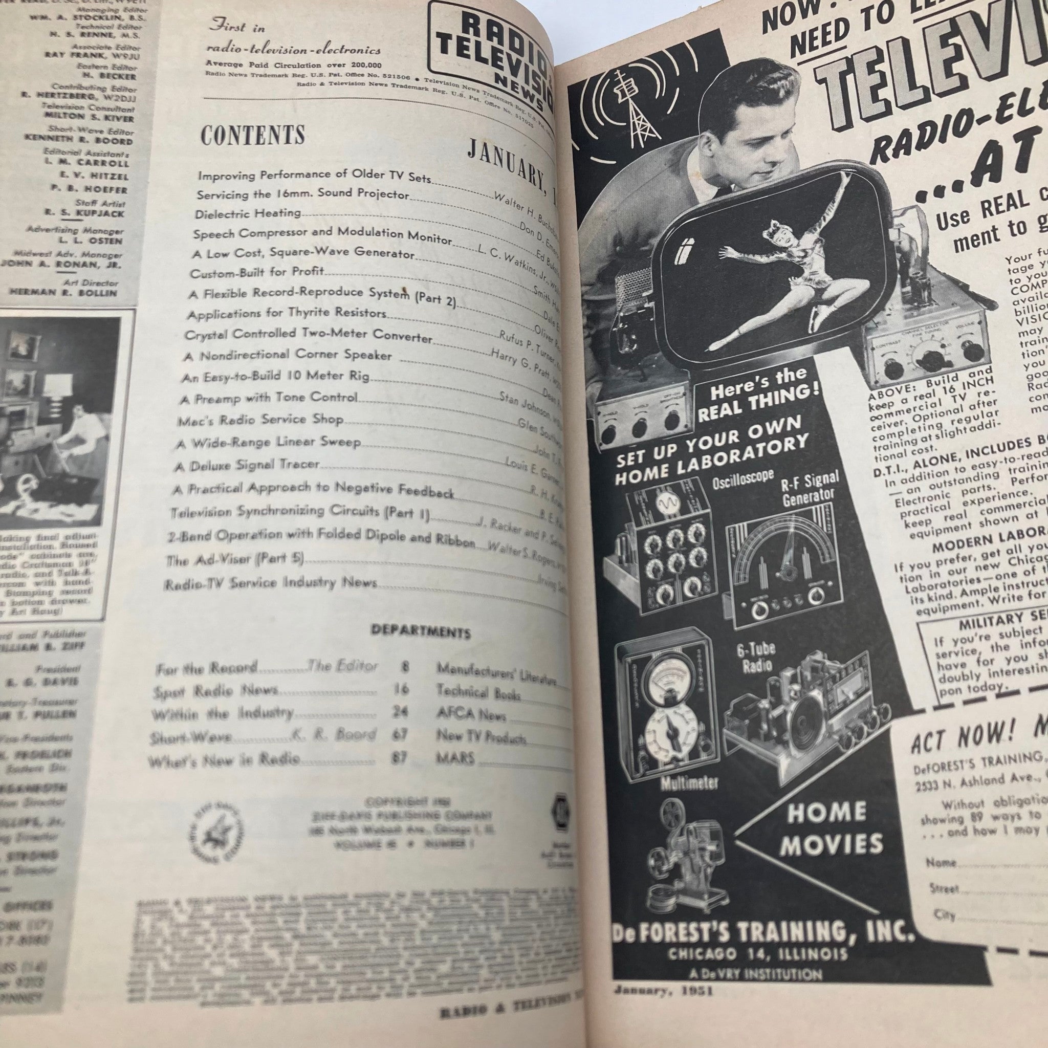 VTG Radio & Television News Magazine January 1951 Custom Installations No Label