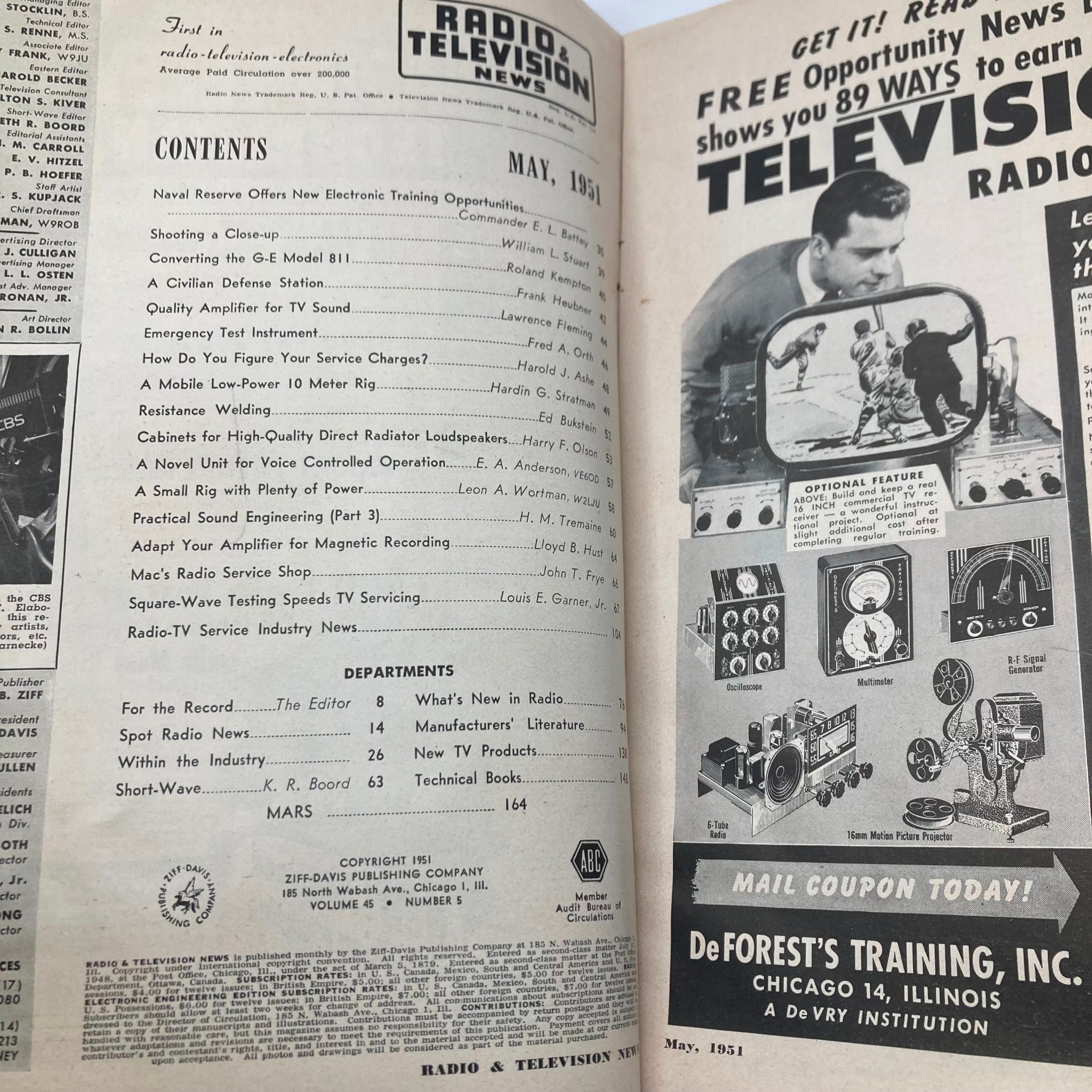 VTG Radio & Television News Magazine May 1951 Vaughn Monroe Show No Label