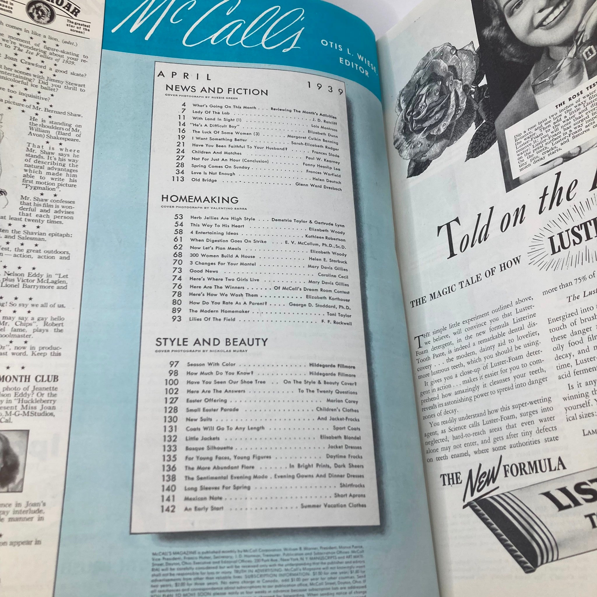 VTG McCall's Magazine April 1939 With Land In Sight The Story of a Man and Woman