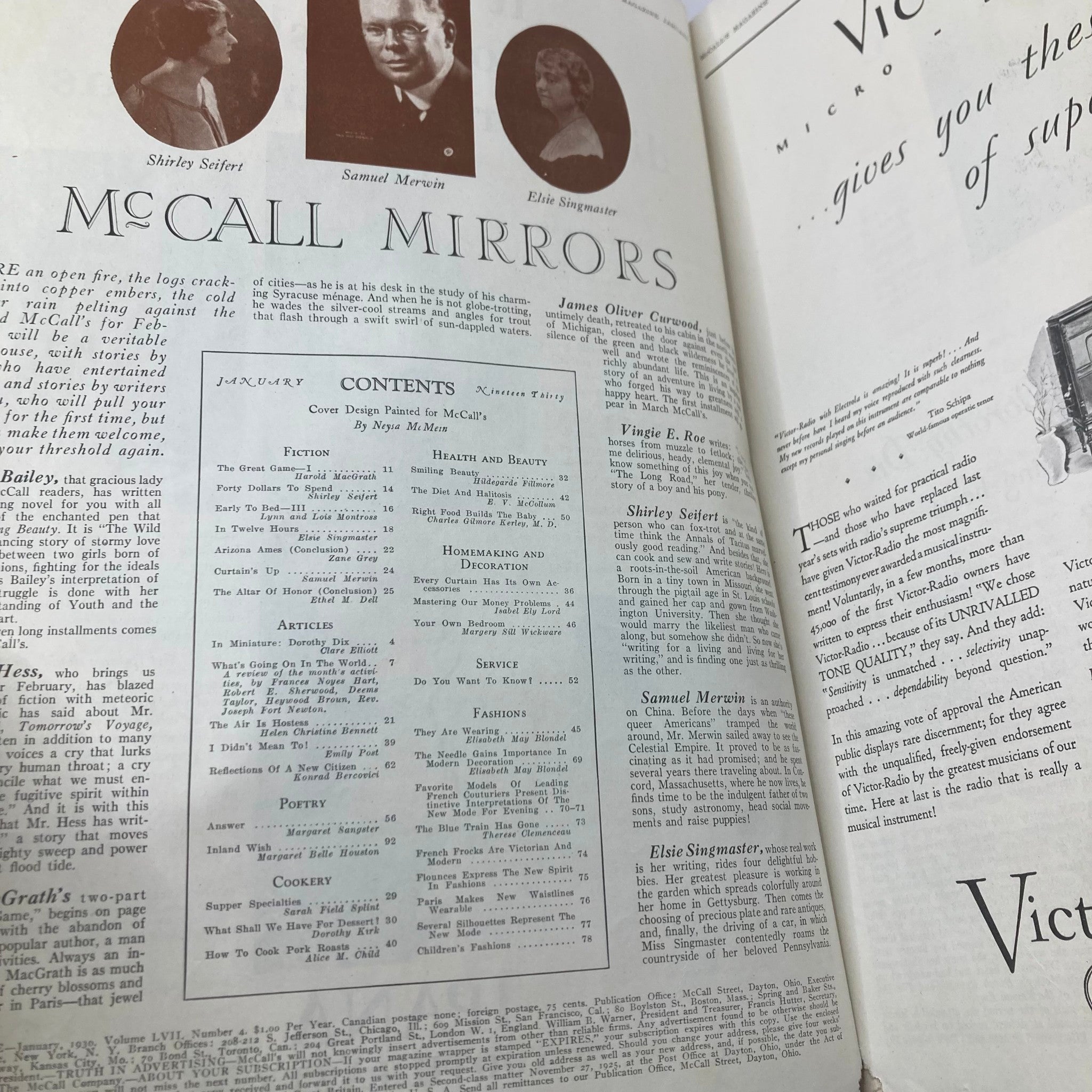 VTG McCall's Magazine January 1930 The Great Game by Harold MacGrath