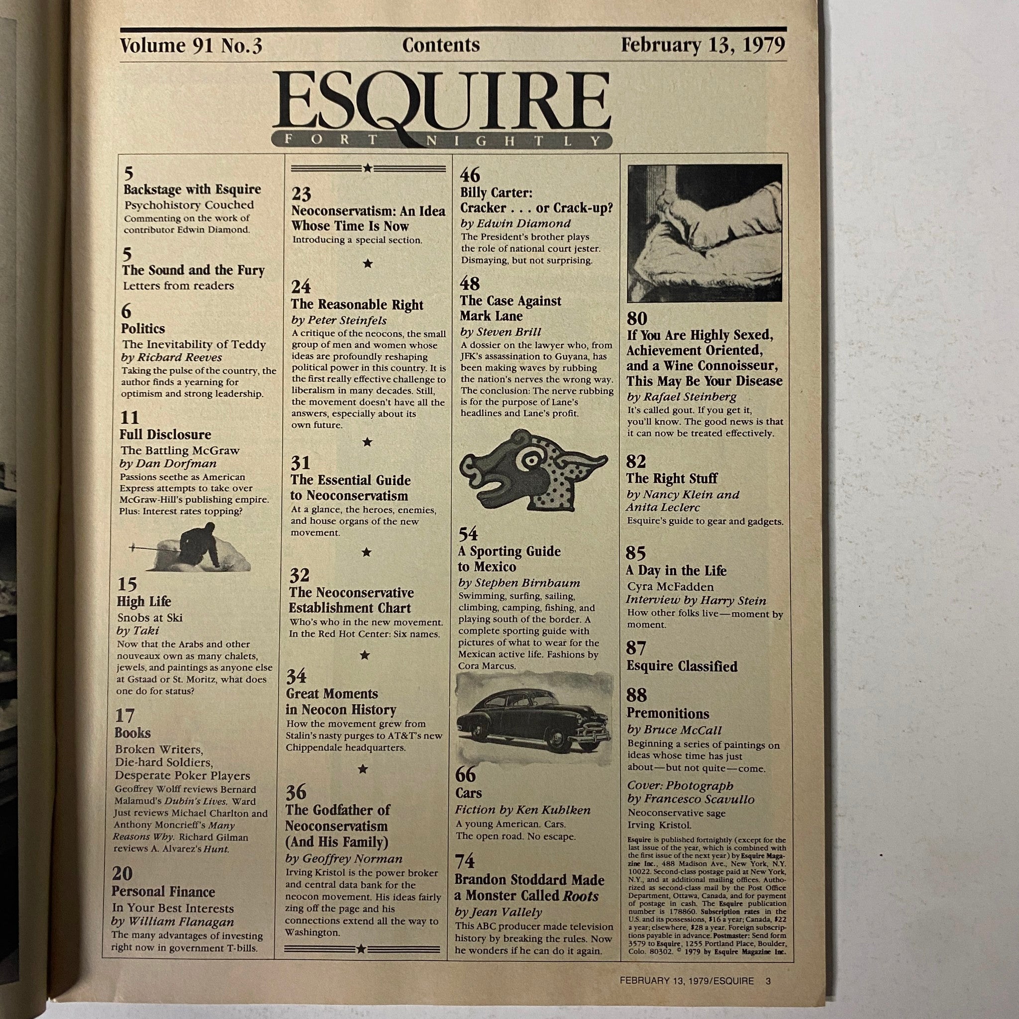 Esquire Magazine February 13, 1979 Irving Kristol, Neoconservatism VG