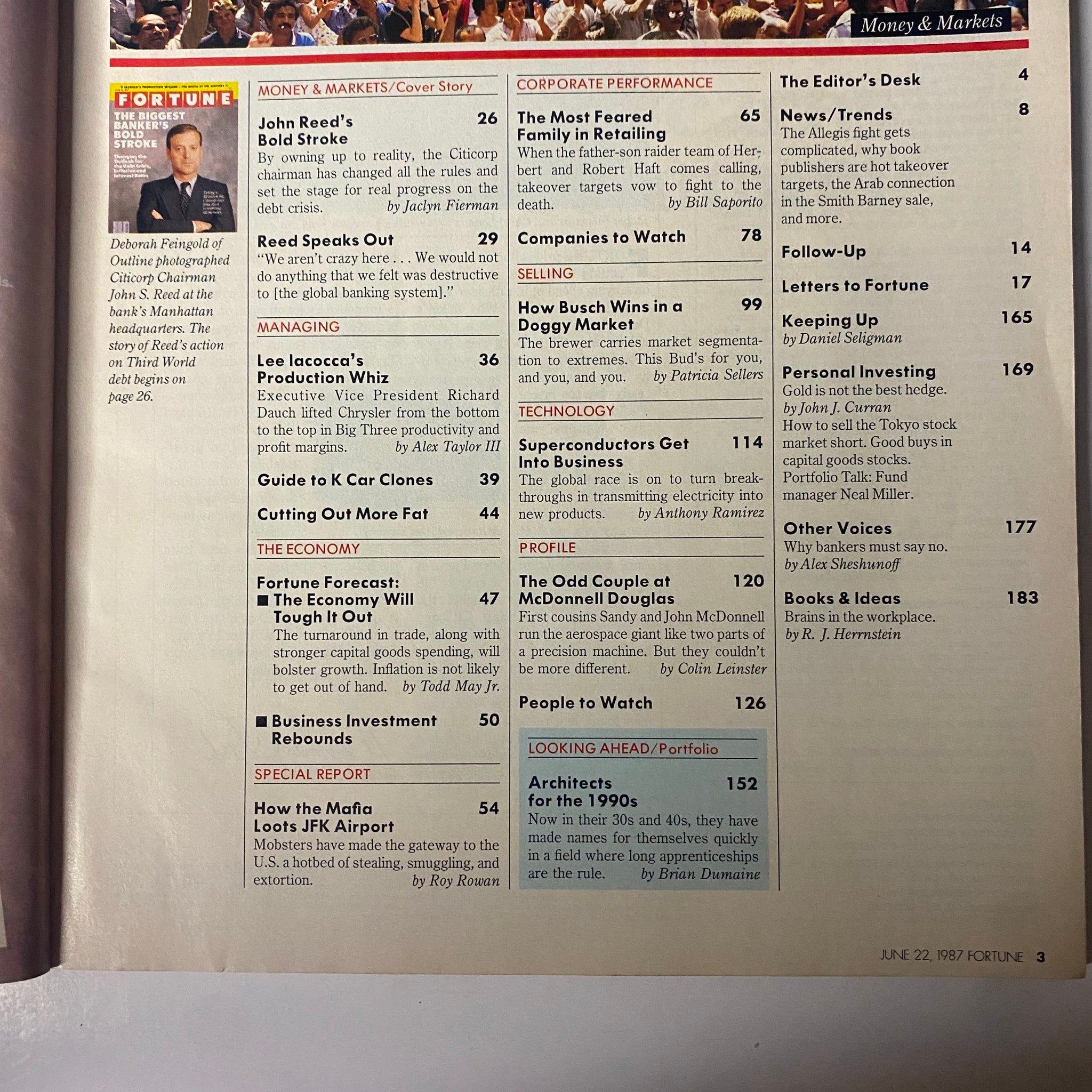 Fortune Magazine June 22, 1987 Citicorp Chief John Reed