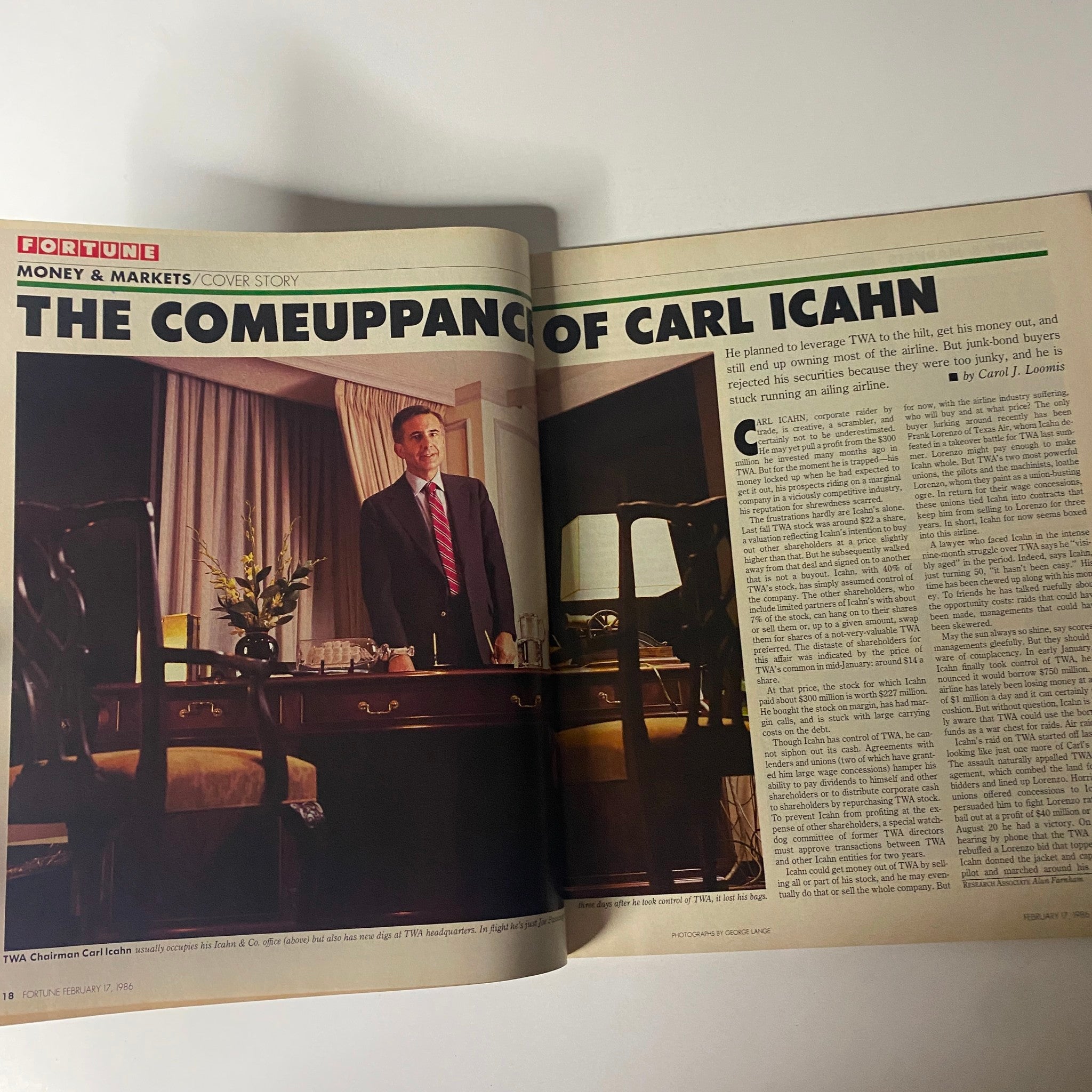 Fortune Magazine February 17, 1986 The Comeuppance of Carl Icahn