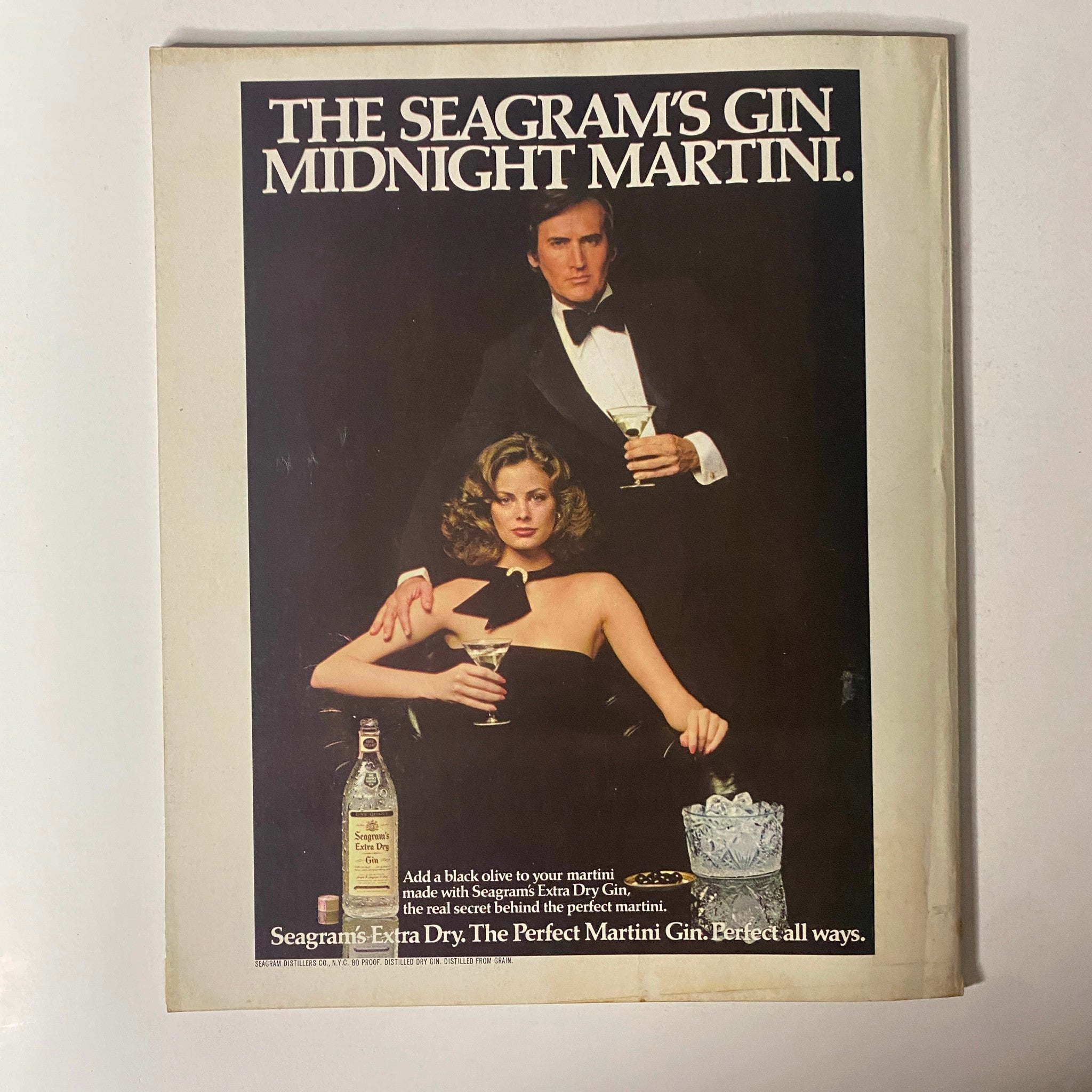 Fortune Magazine April 10, 1978 advertisement for Seagram's Gin featuring a couple enjoying martinis, highlighting cocktail culture during the late 1970s.