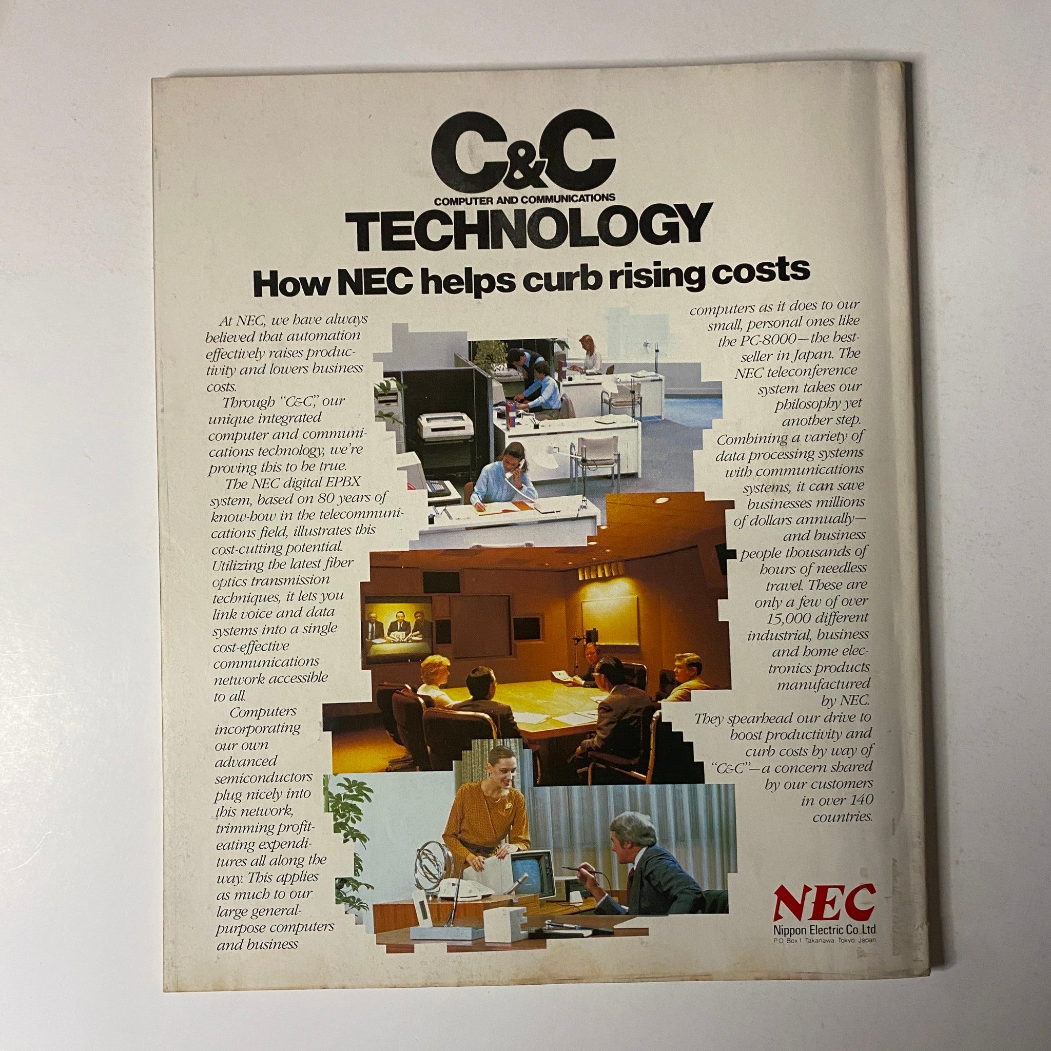 Advertisement page from Fortune Magazine November 29, 1982 promoting NEC Computers and Communications technology, linked to business efficiency and cost-saving.