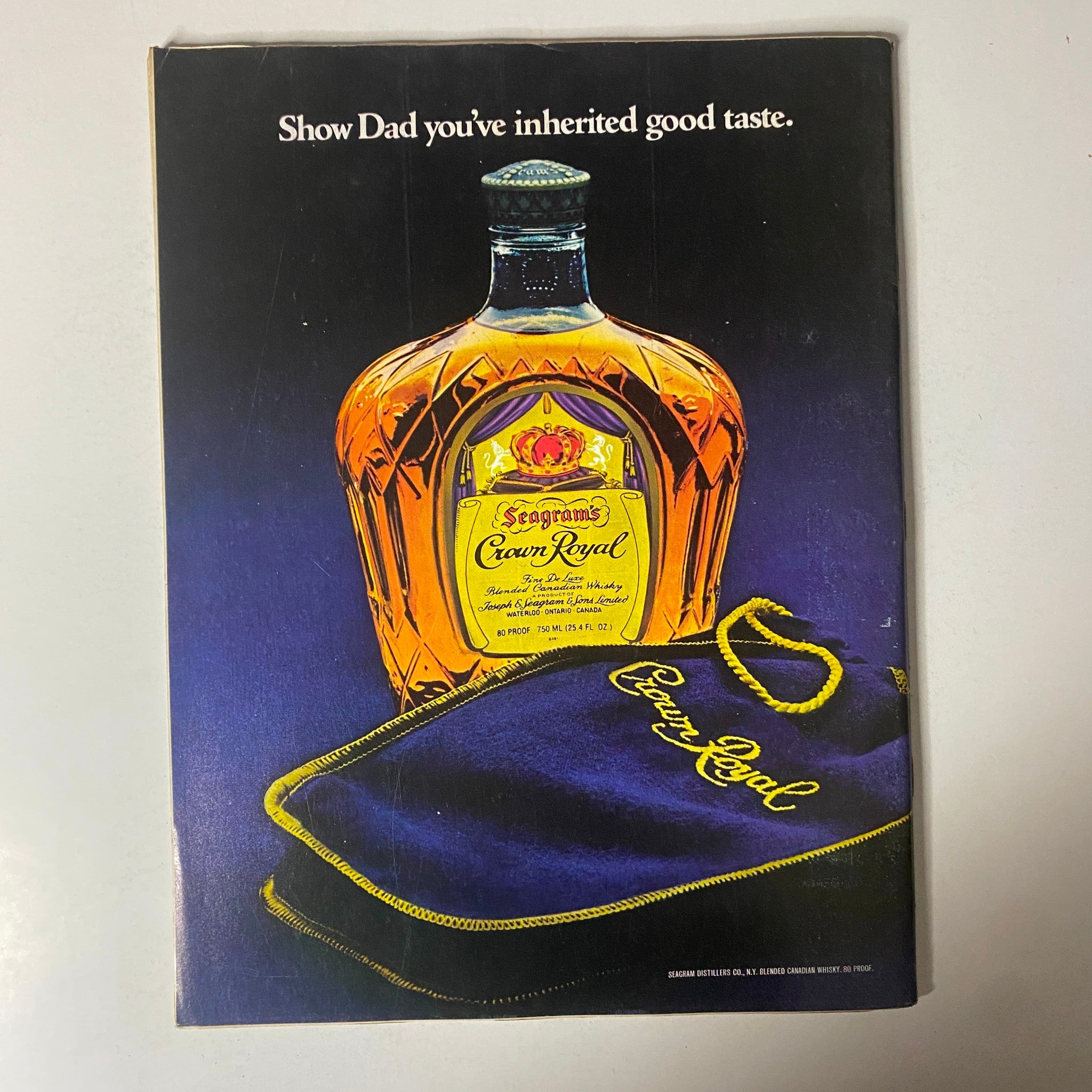 Back cover of Esquire Magazine June 6, 1978 showcasing an advertisement for Seagram's Crown Royal whiskey.