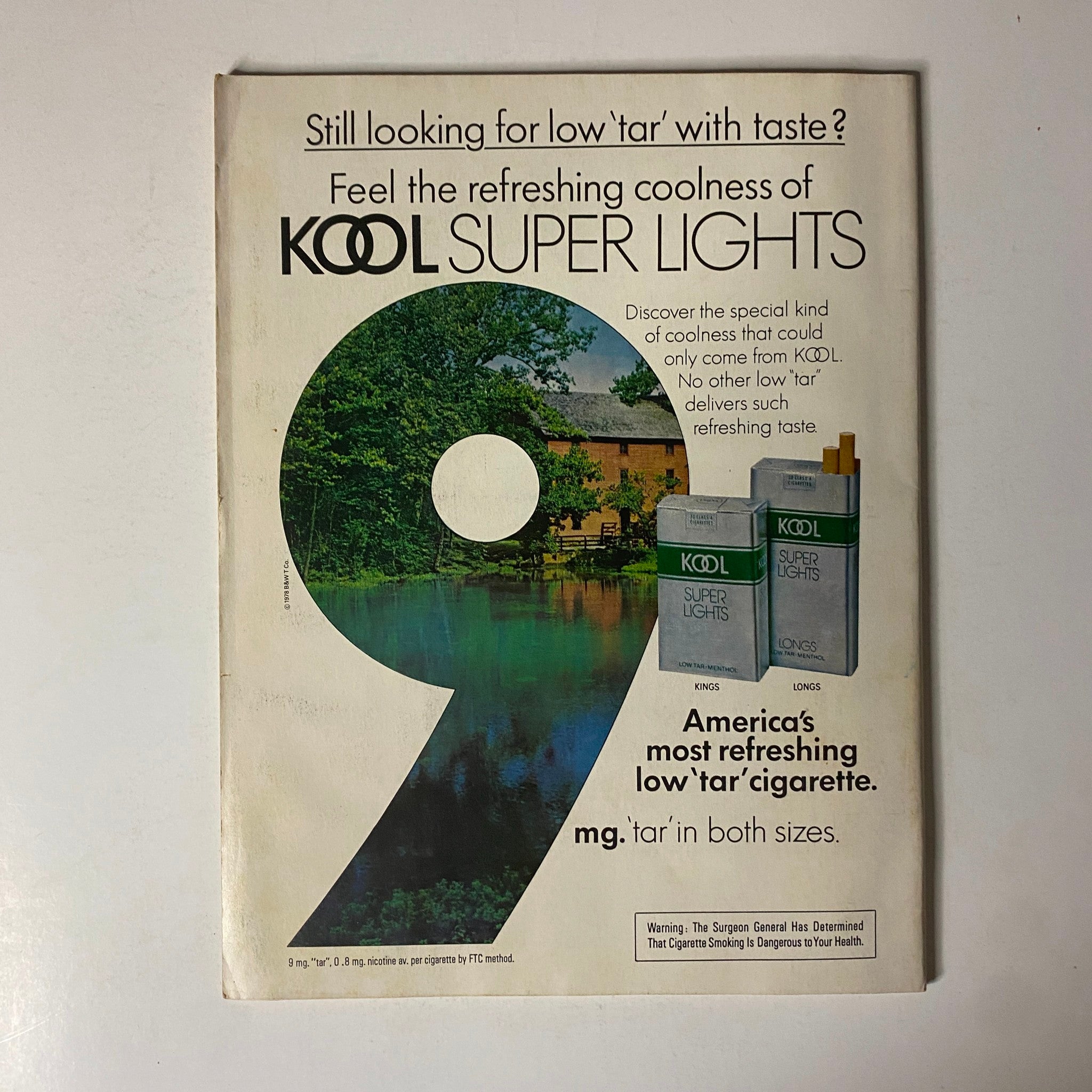 Advertisement from Esquire Magazine April 25, 1978, for Kool Super Lights cigarettes, displaying promotional graphics and vintage aesthetics.