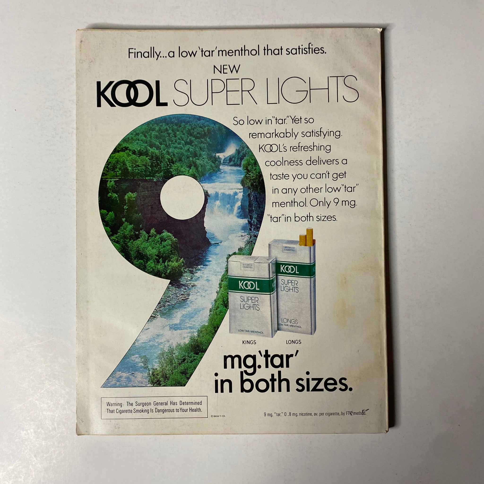 Advertisement from Esquire Magazine September 1977 for Kool Super Lights cigarettes, emphasizing low tar menthol products.