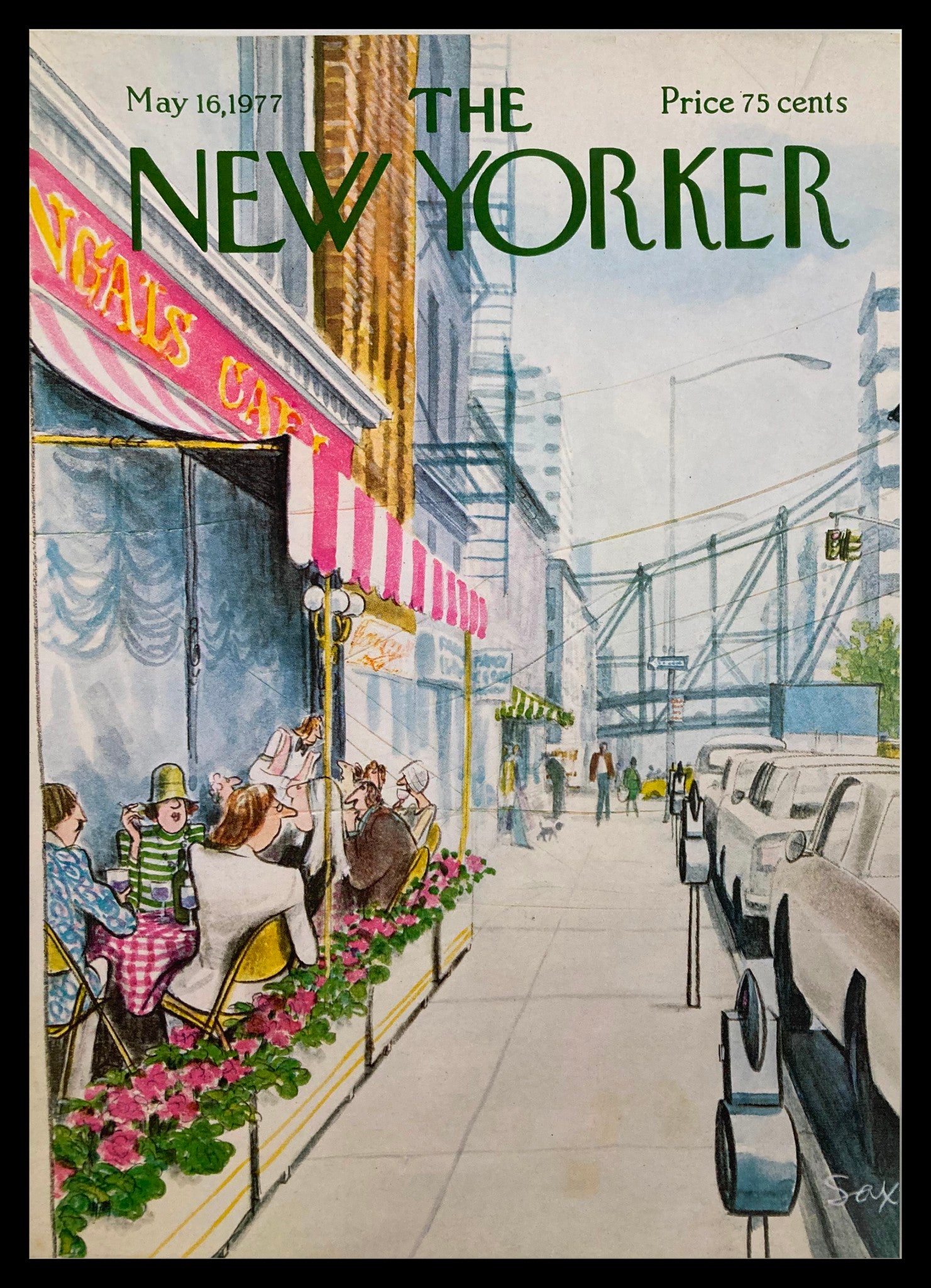 COVER ONLY The New Yorker May 16 1977 Cafeteria by Charles Saxon No Label