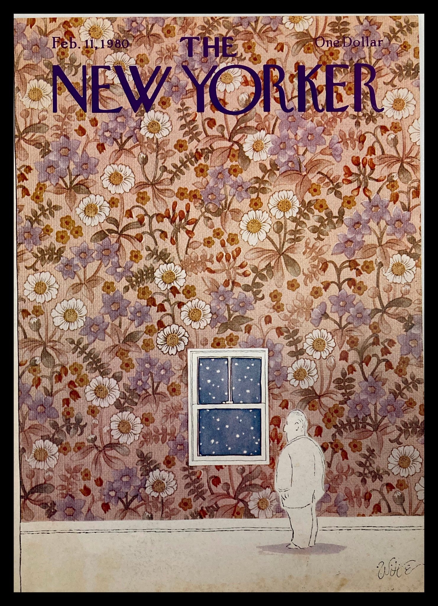 COVER ONLY The New Yorker February 11 1980 Flower Wall by Michael Witte No Label