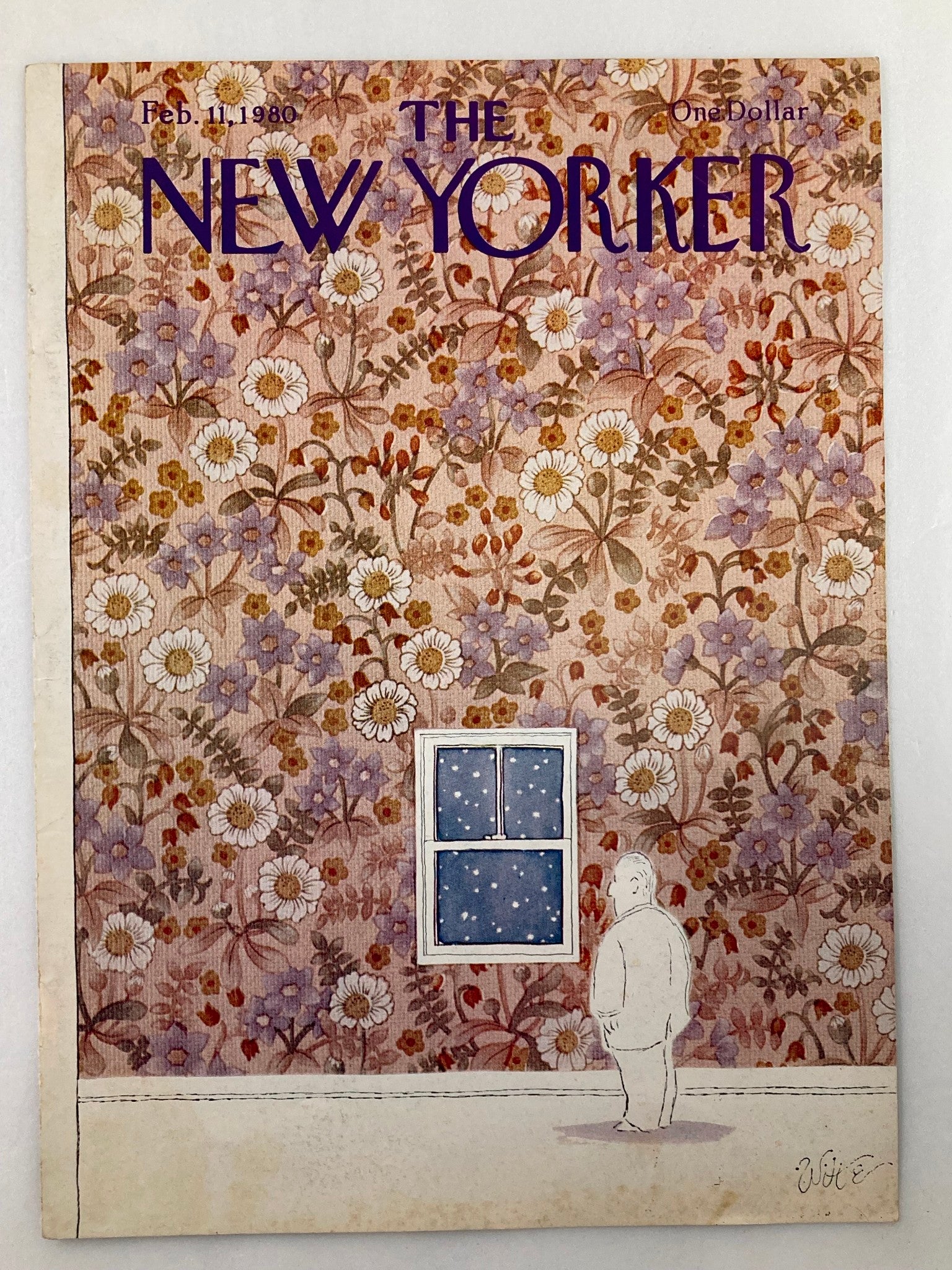 COVER ONLY The New Yorker February 11 1980 Flower Wall by Michael Witte No Label