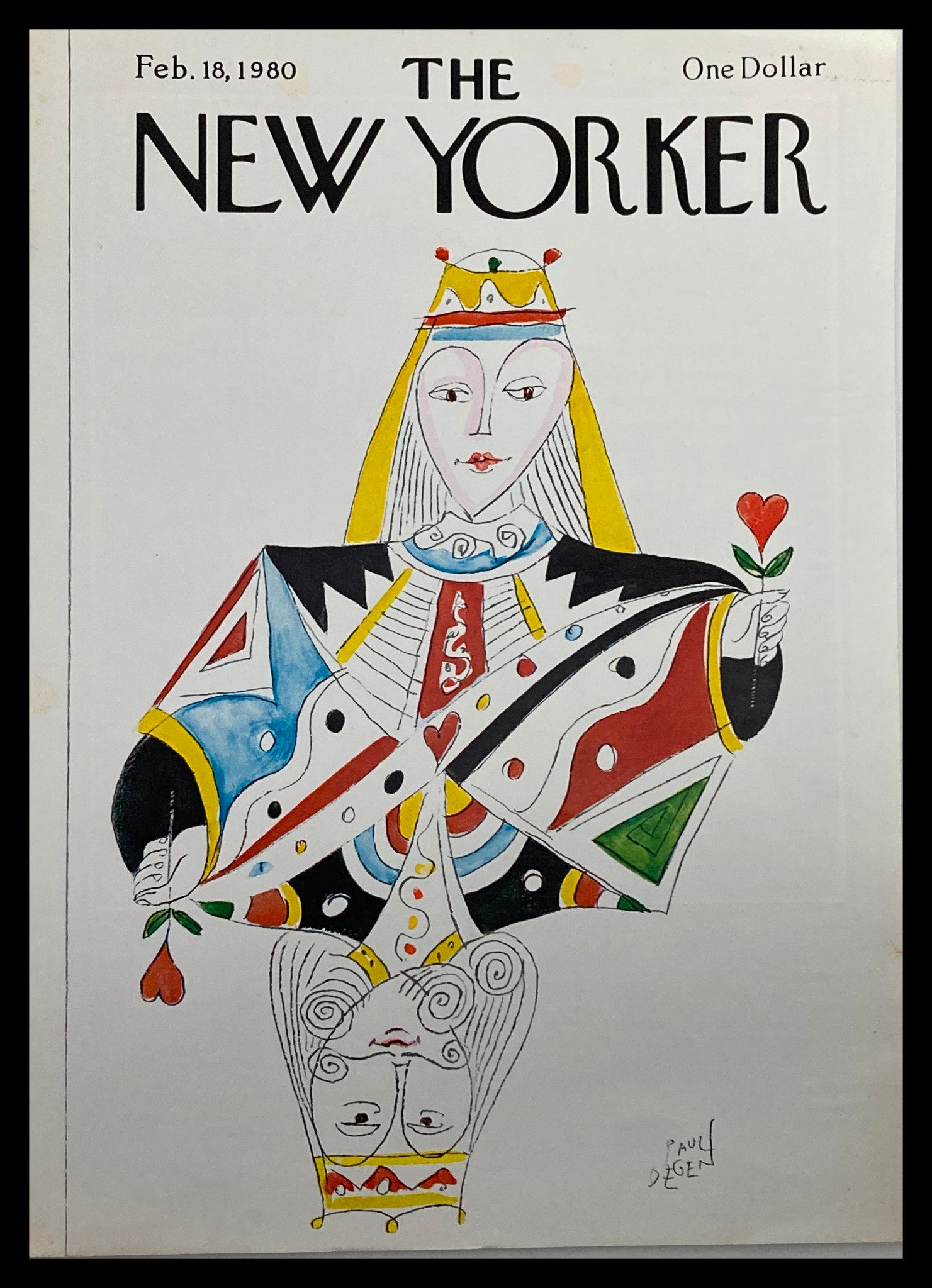 COVER ONLY The New Yorker February 18 1980 King and Queen by Paul Degen No Label