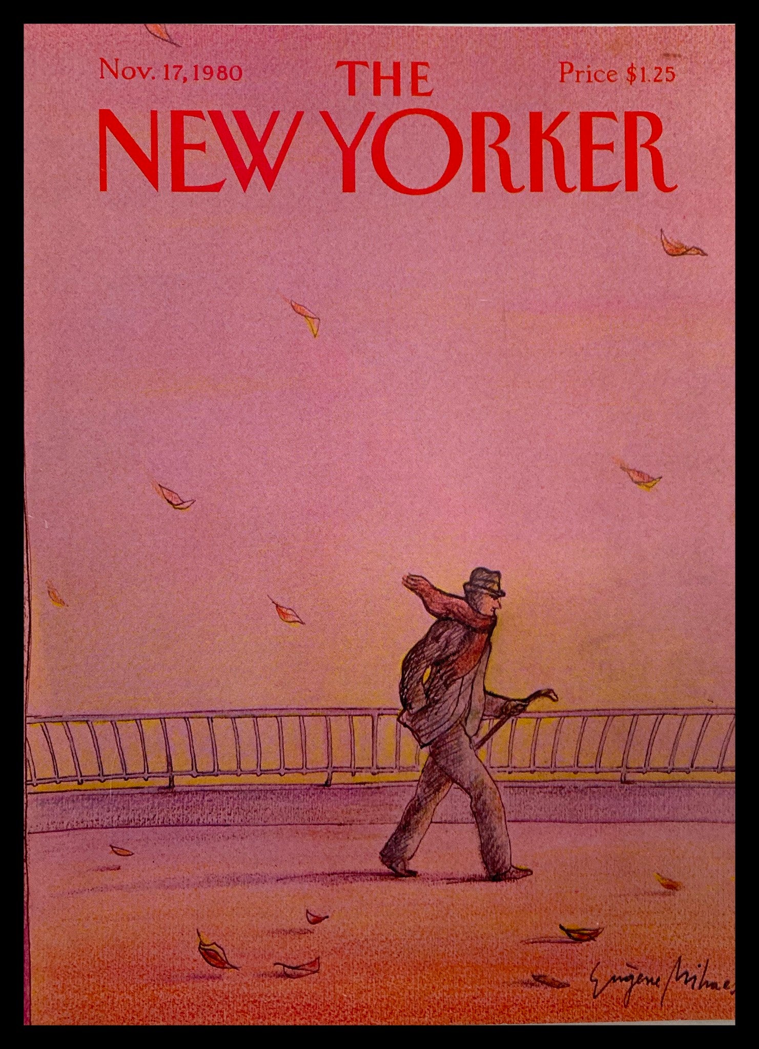 COVER ONLY The New Yorker November 17 1980 Windy Walk by E. Mihaesco No Label