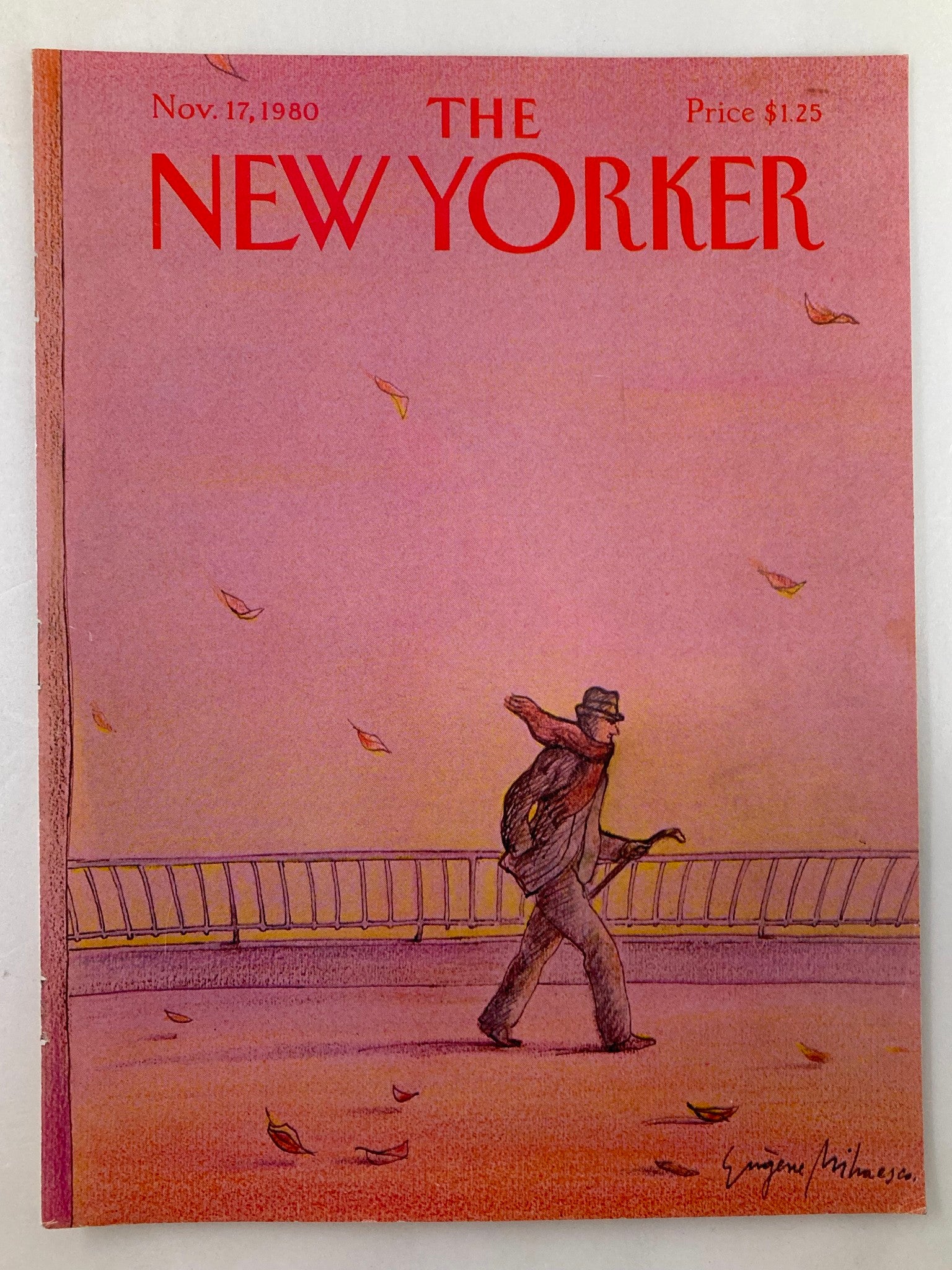 COVER ONLY The New Yorker November 17 1980 Windy Walk by E. Mihaesco No Label