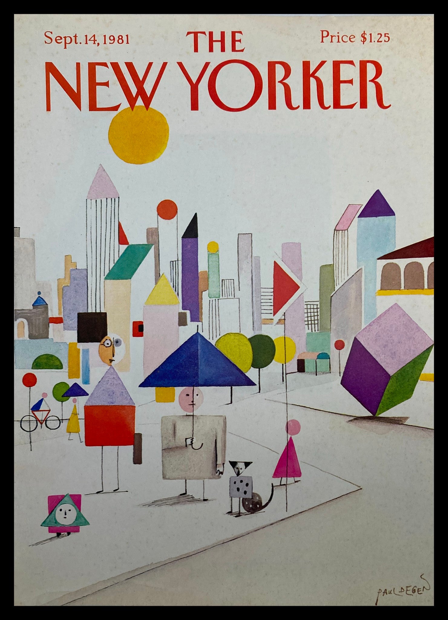 COVER ONLY The New Yorker September 14 1981 Shapes by Paul Degen No Label