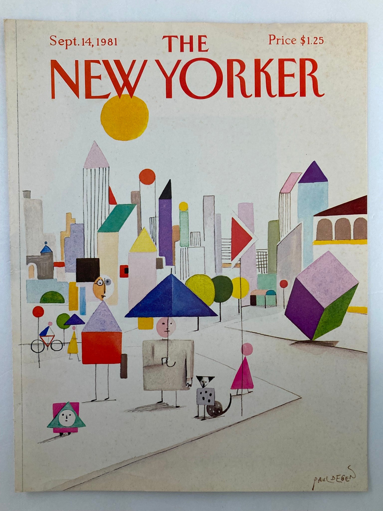 COVER ONLY The New Yorker September 14 1981 Shapes by Paul Degen No Label