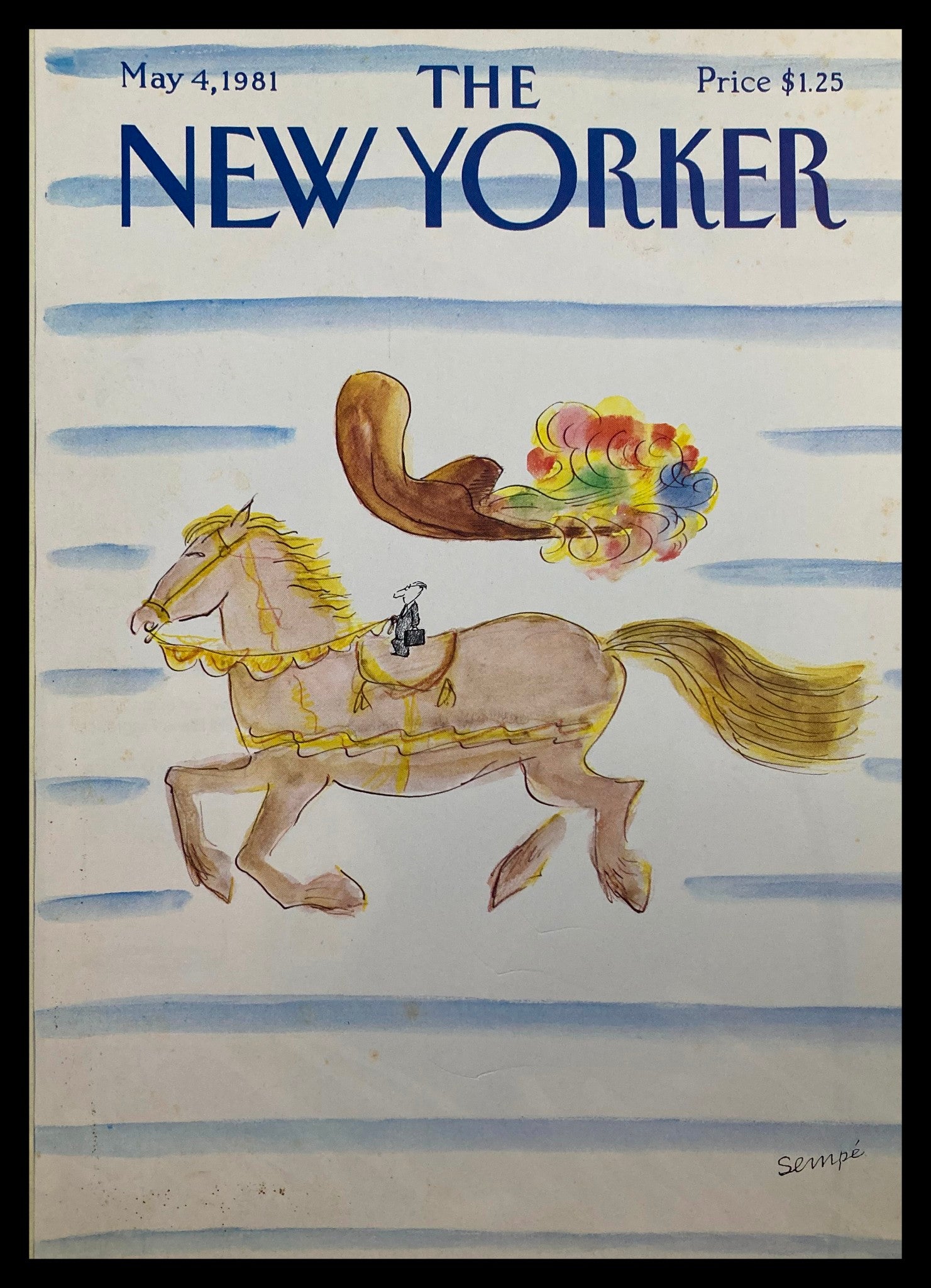 COVER ONLY The New Yorker May 4 1981 Giant Horse by Jean Jacques Sempe No Label