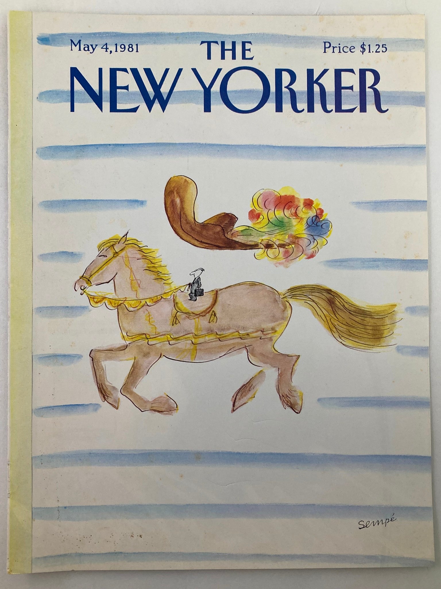 COVER ONLY The New Yorker May 4 1981 Giant Horse by Jean Jacques Sempe No Label