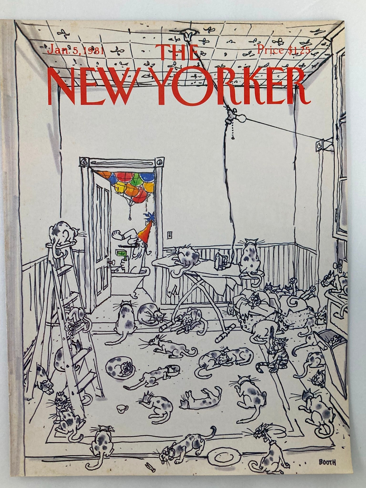 COVER ONLY The New Yorker January 5 1981 Cat Room by Charles Booth No Label