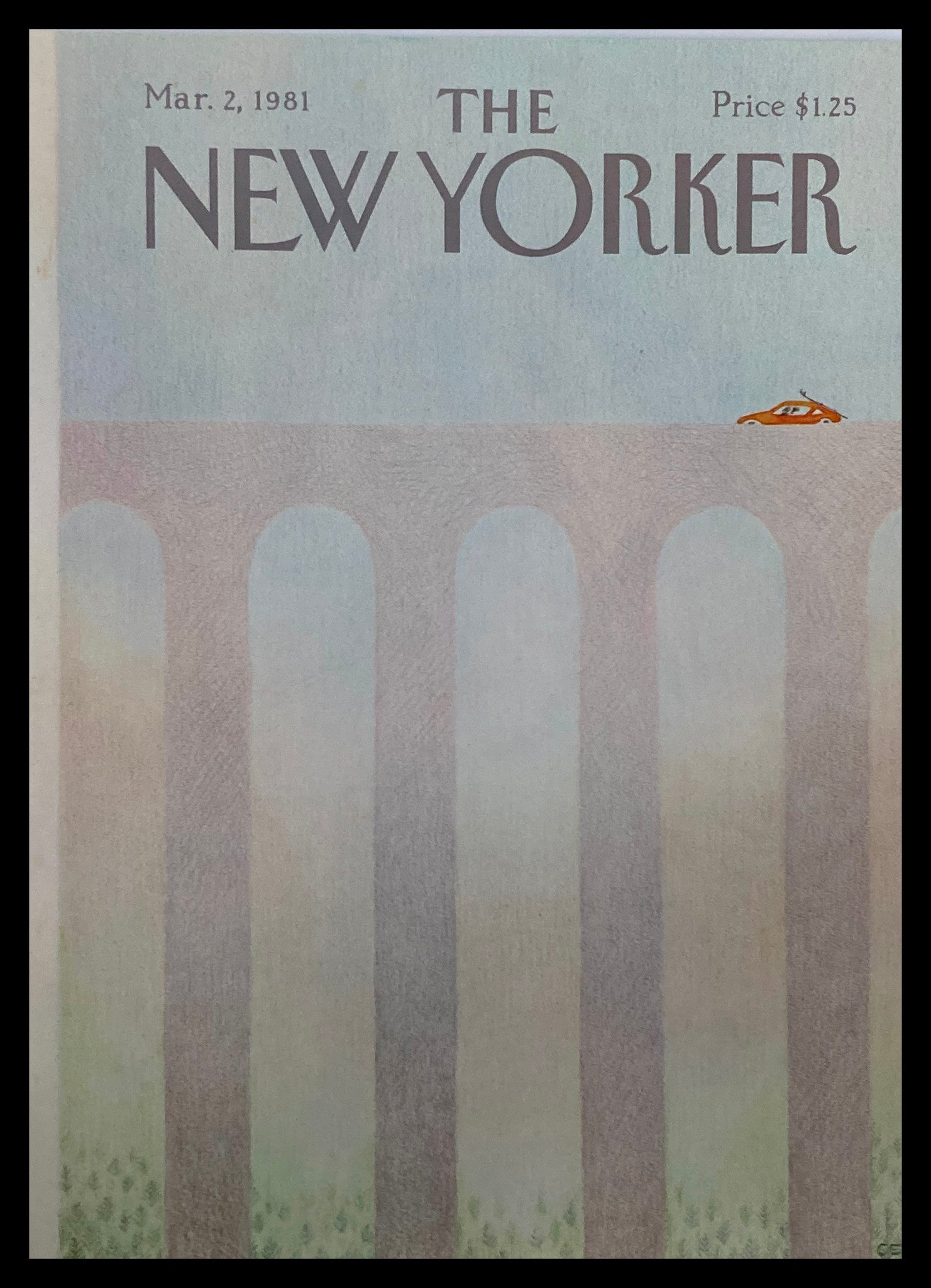 COVER ONLY The New Yorker March 2 1981 Long Bridge by Charles E. Martin No Label