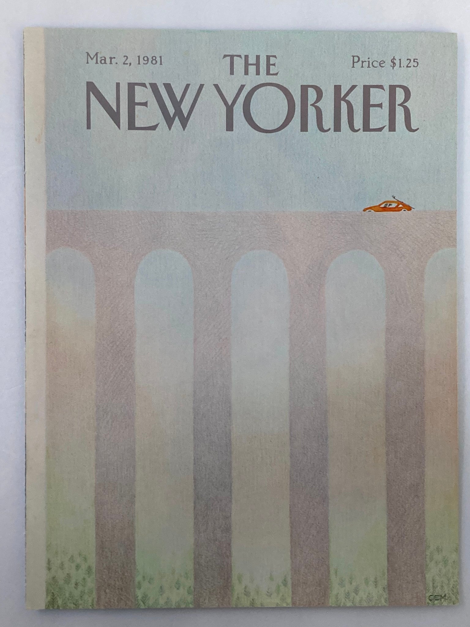 COVER ONLY The New Yorker March 2 1981 Long Bridge by Charles E. Martin No Label