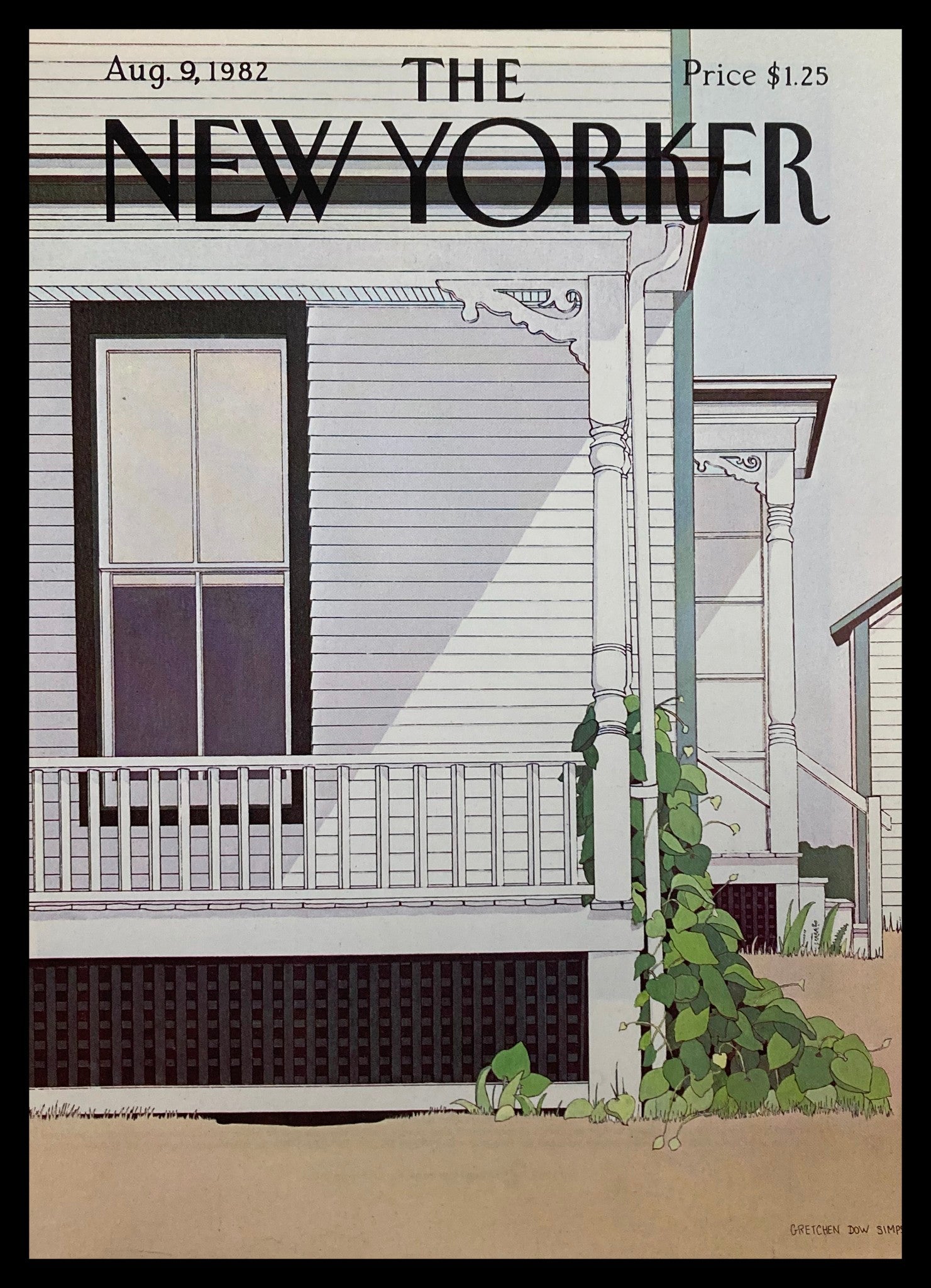 COVER ONLY The New Yorker August 9 1982 Quiet Neighbor by Gretchen Dow No Label