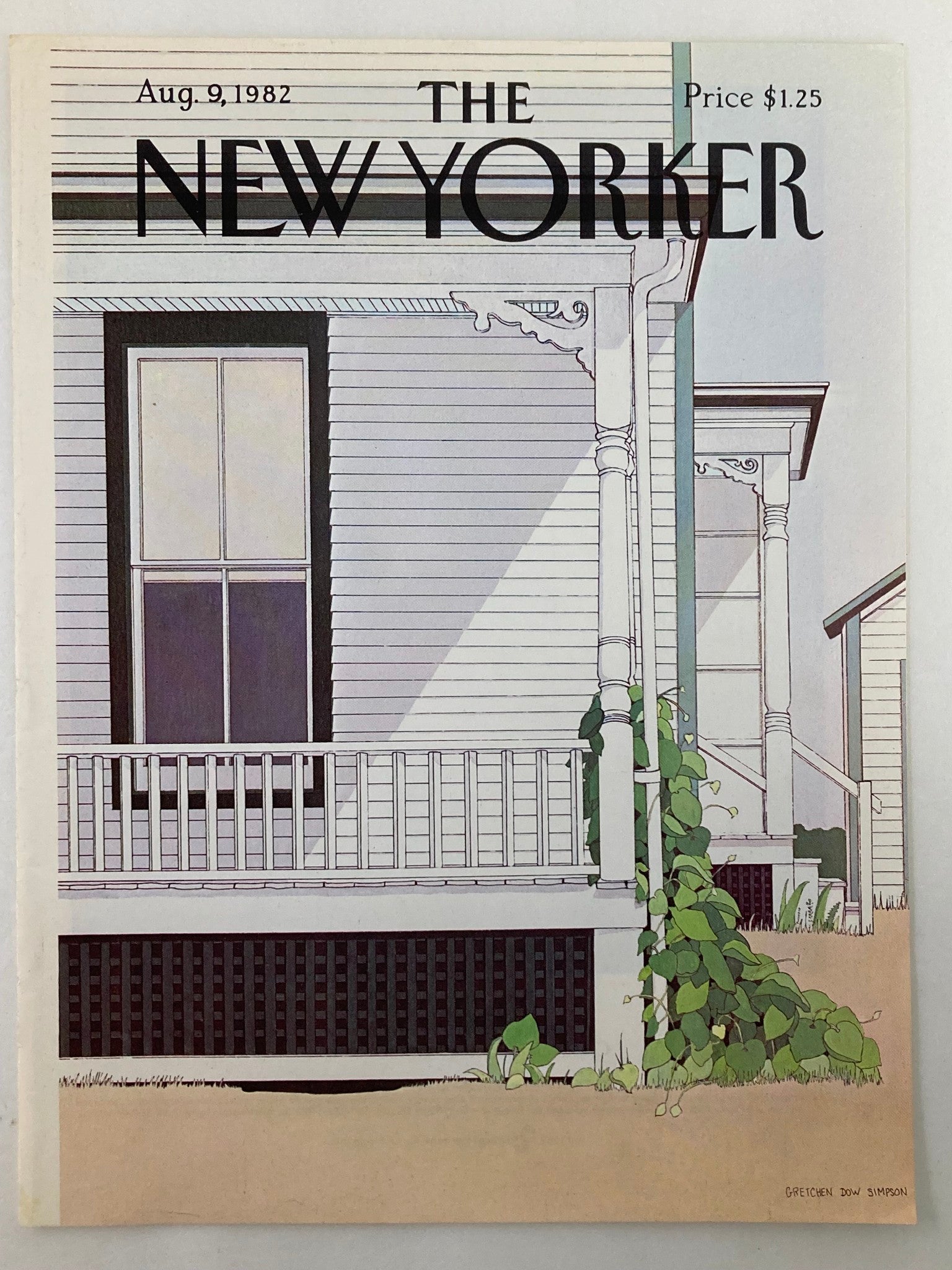 COVER ONLY The New Yorker August 9 1982 Quiet Neighbor by Gretchen Dow No Label