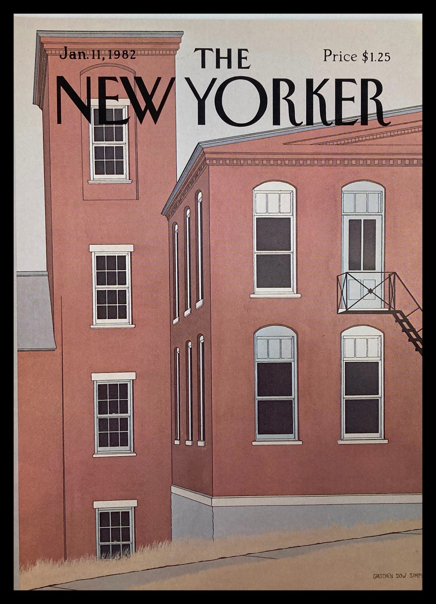 COVER ONLY The New Yorker January 11 1982 Buildings by Gretchen Simpson No Label