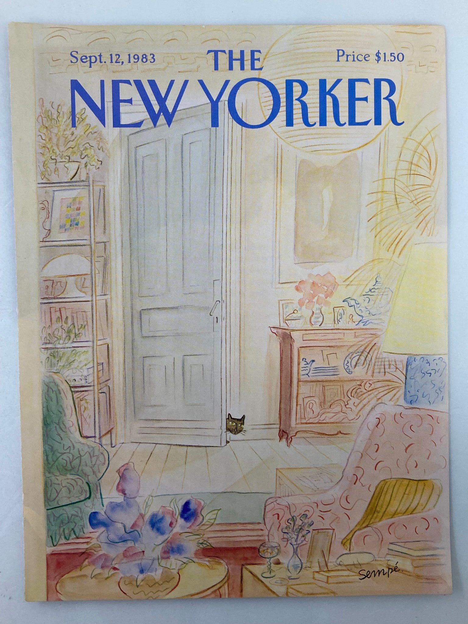 COVER ONLY The New Yorker September 12 1983 Cat Stare by J. J. Sempe No Label