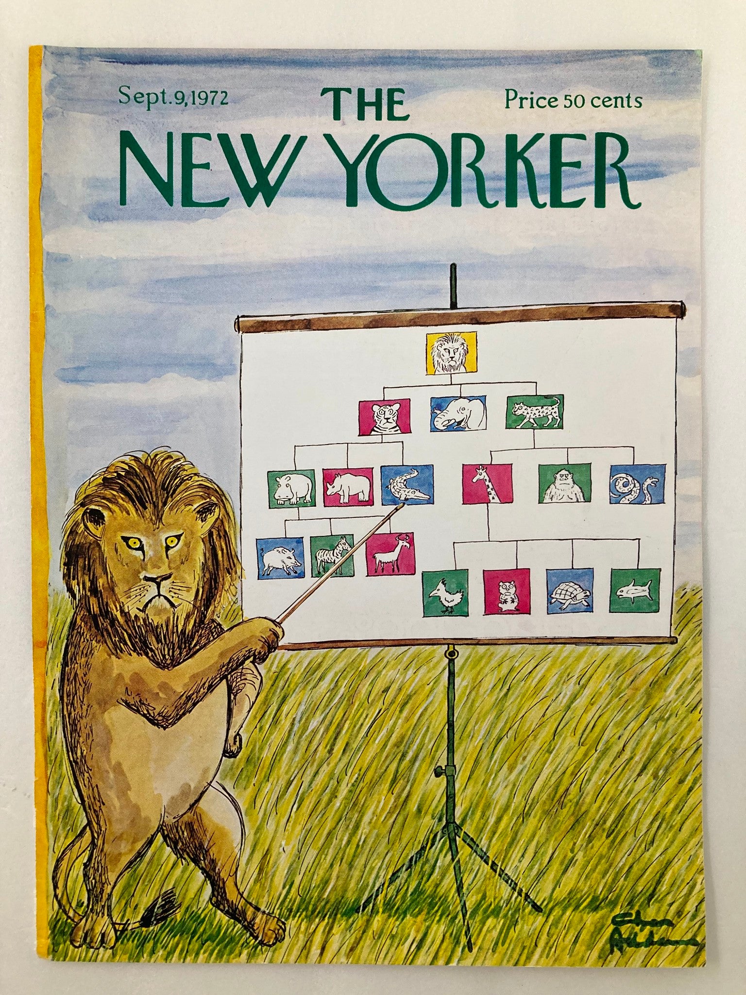 COVER ONLY The New Yorker September 9 1972 Animal Kingdom by C. Addams No Label