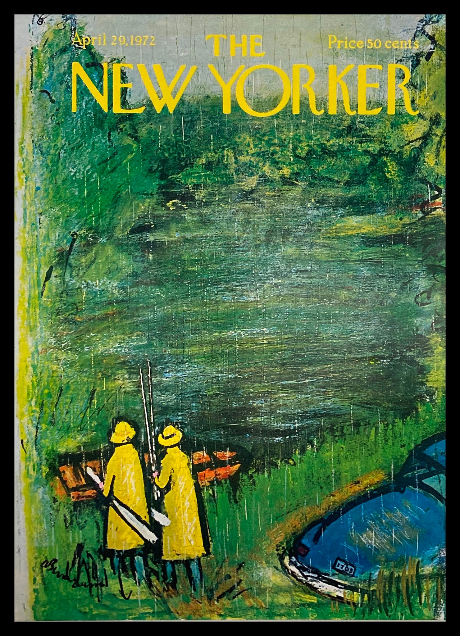 COVER ONLY The New Yorker April 29 1972 Fishing by Abe Birnbaum No Label