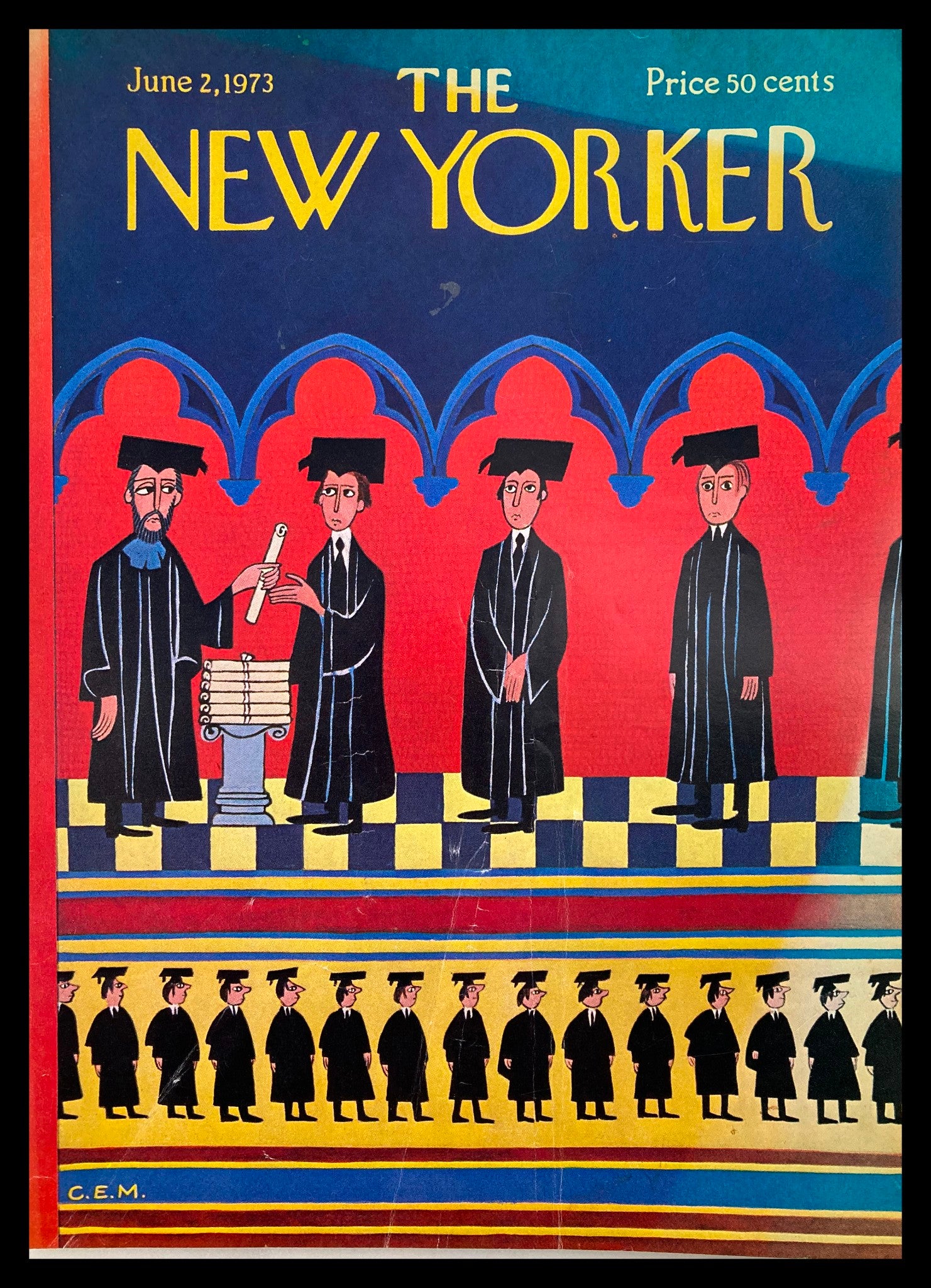 COVER ONLY The New Yorker June 2 1973 Graduates by Charles E. Martin No Label