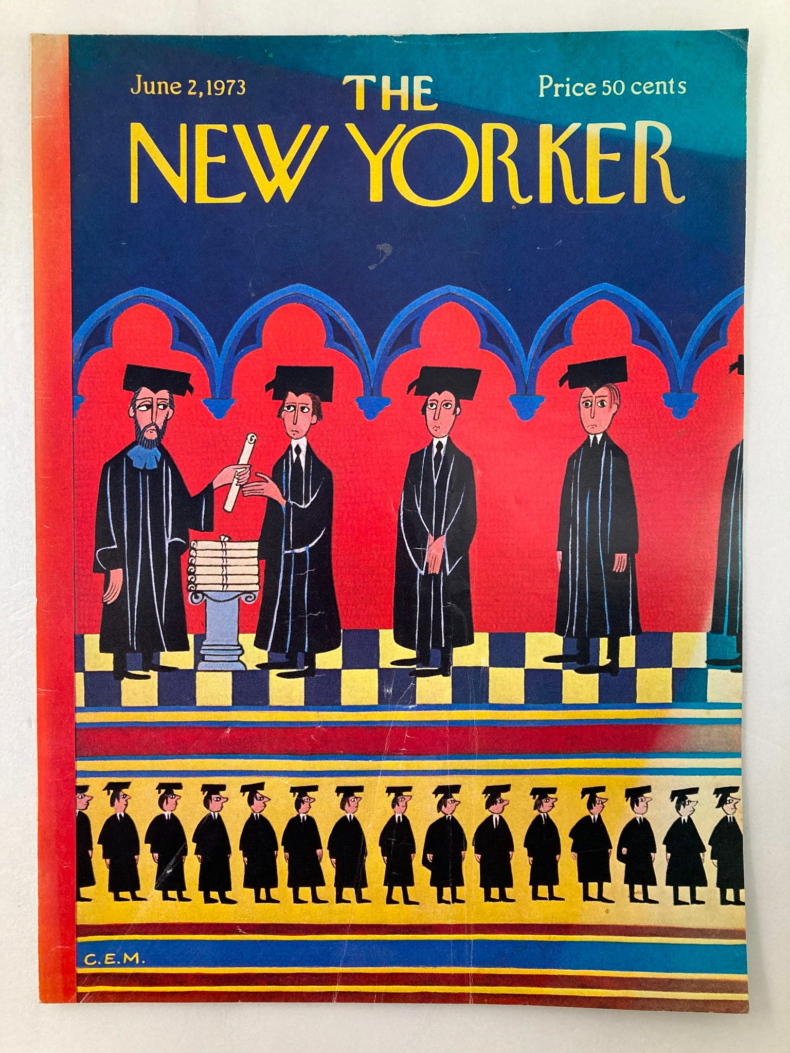 COVER ONLY The New Yorker June 2 1973 Graduates by Charles E. Martin No Label