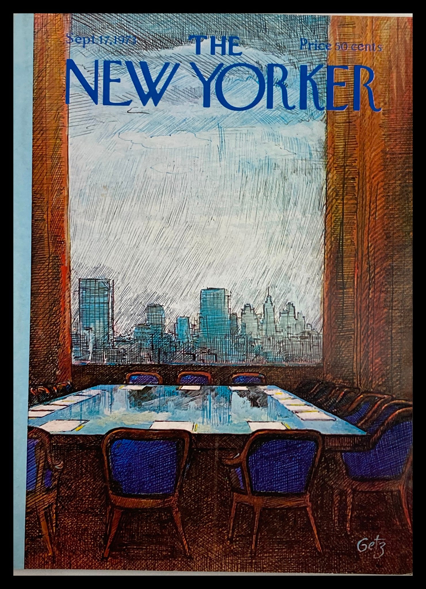 COVER ONLY The New Yorker September 17 1973 Board Meeting by A. Getz No Label