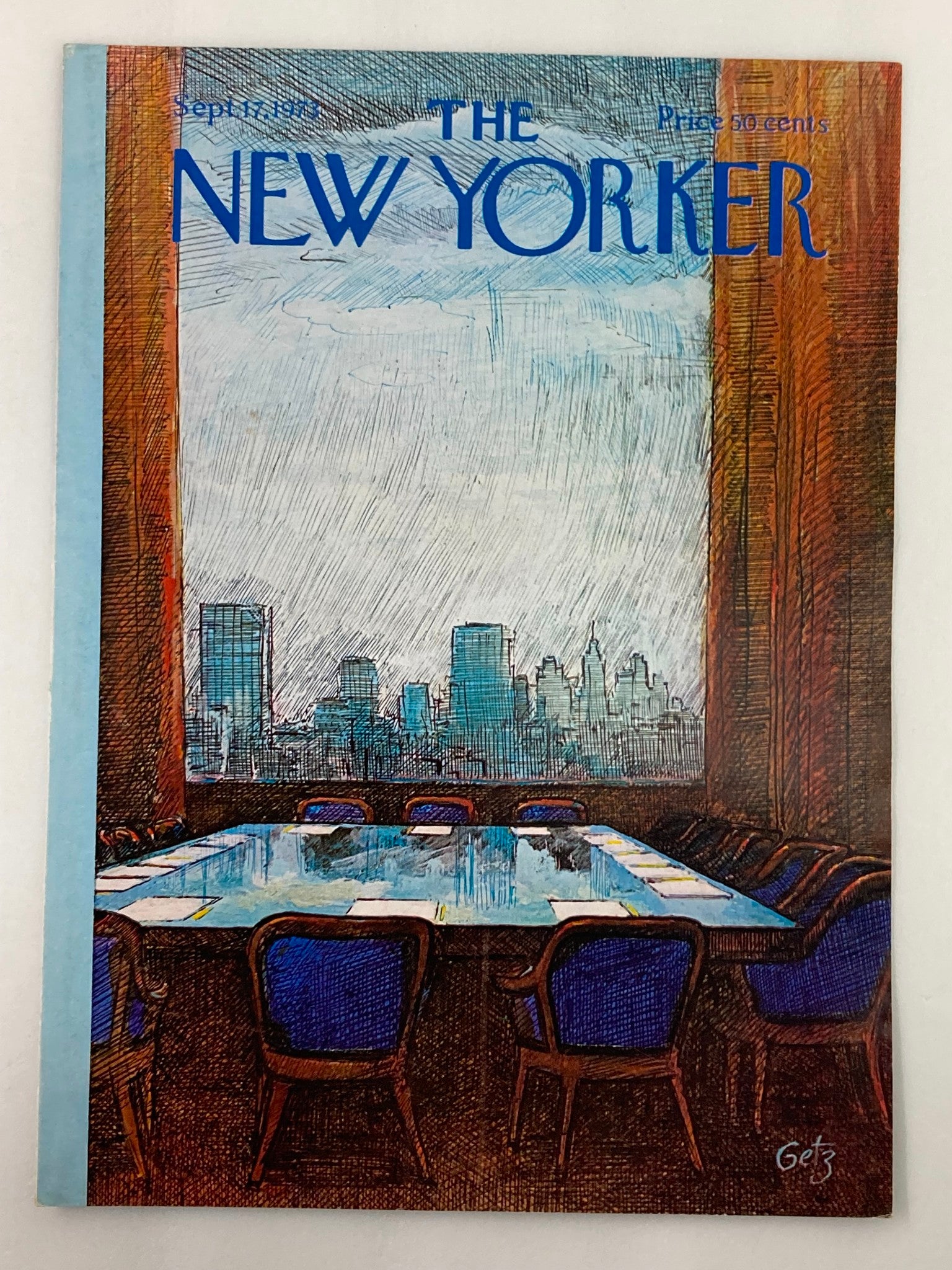 COVER ONLY The New Yorker September 17 1973 Board Meeting by A. Getz No Label