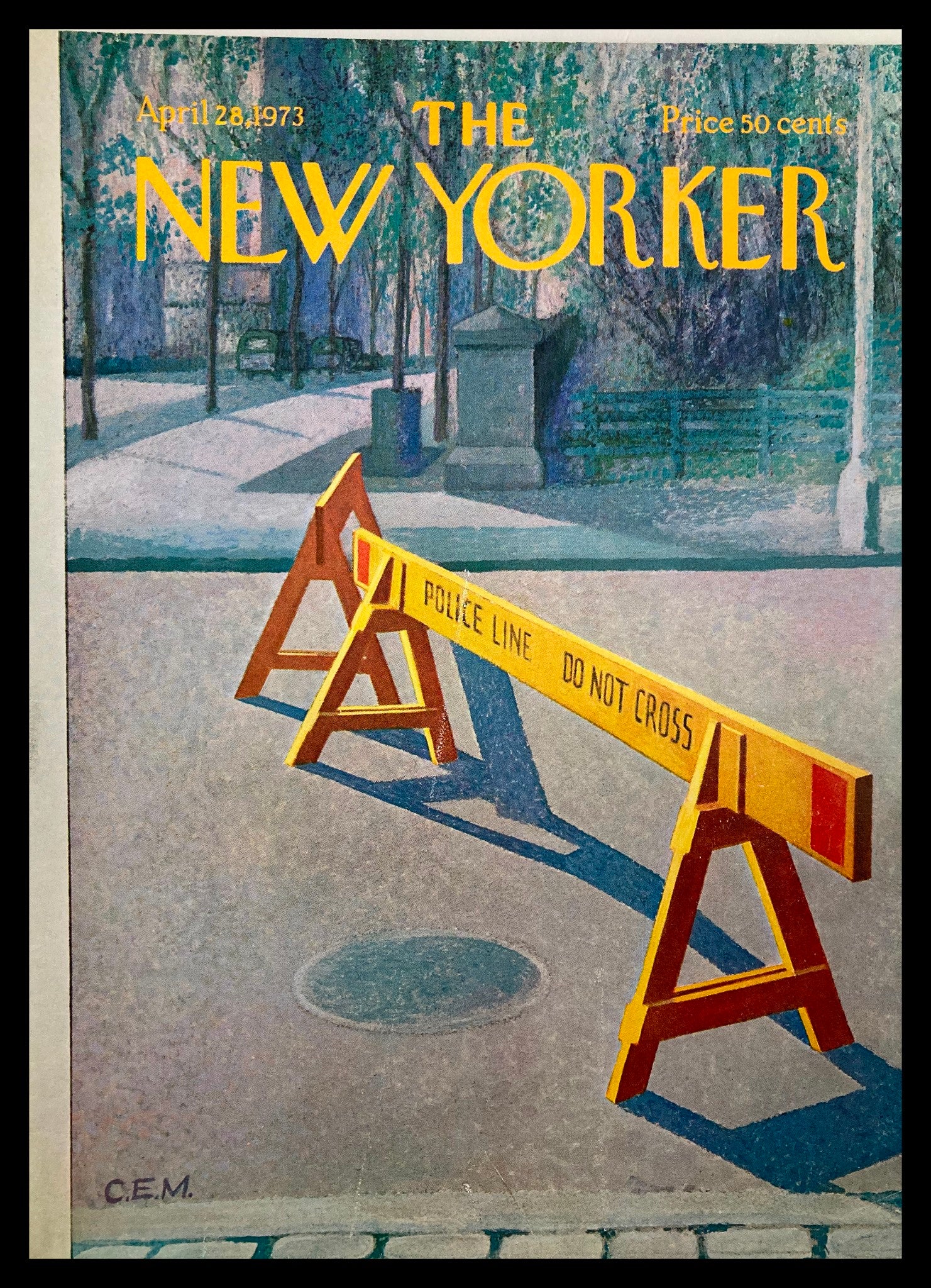 COVER ONLY The New Yorker April 28 1973 Police Line by Charles Martin No Label