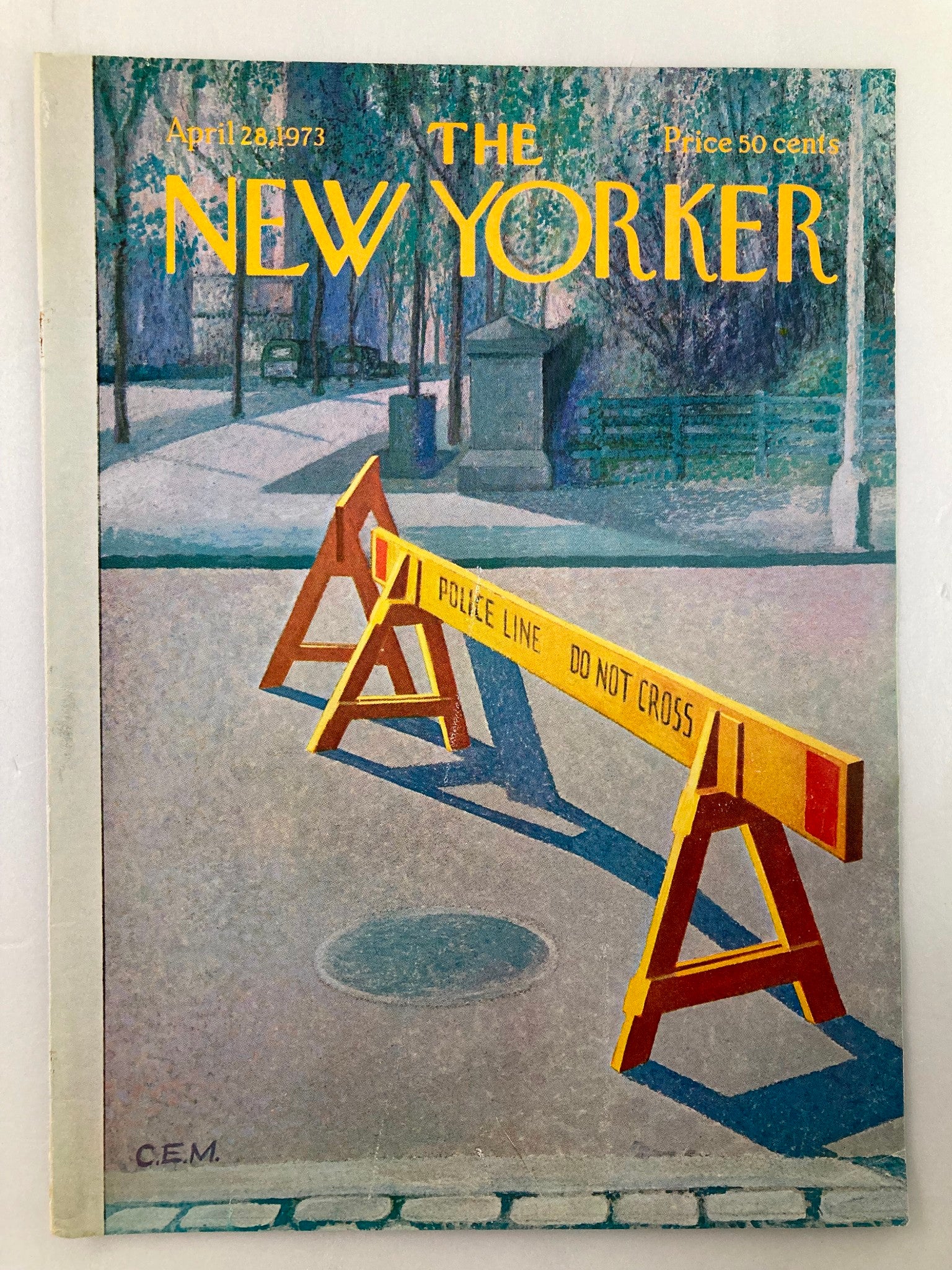 COVER ONLY The New Yorker April 28 1973 Police Line by Charles Martin No Label