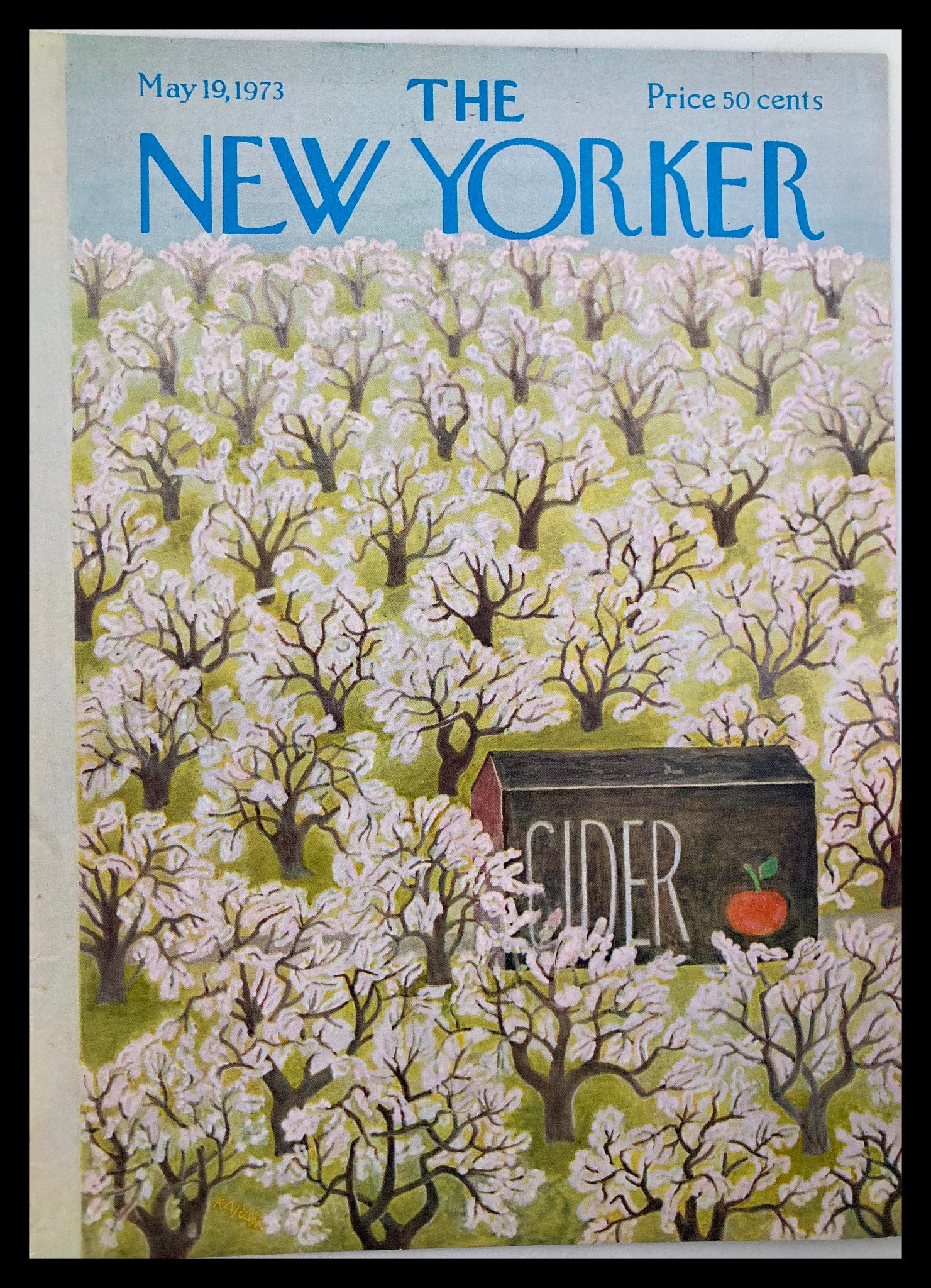 COVER ONLY The New Yorker May 19 1973 Apple Cider by Ilonka Karasz No Label