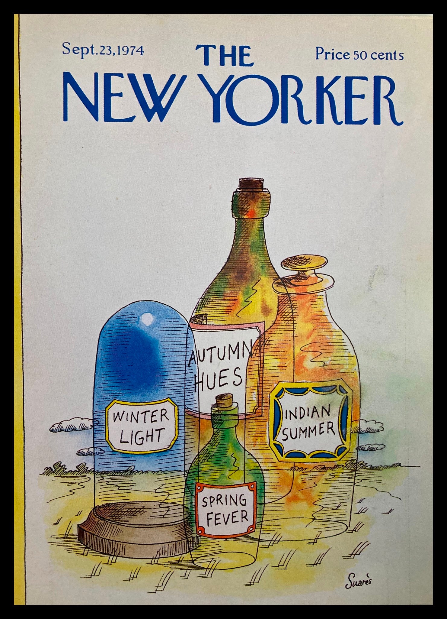 COVER ONLY The New Yorker September 23 1974 Four Seasons by Suares No Label