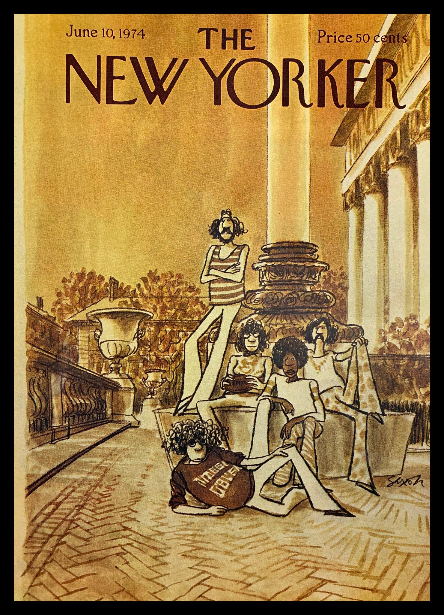 COVER ONLY The New Yorker June 10 1974 Hippies by Charles Saxon No Label