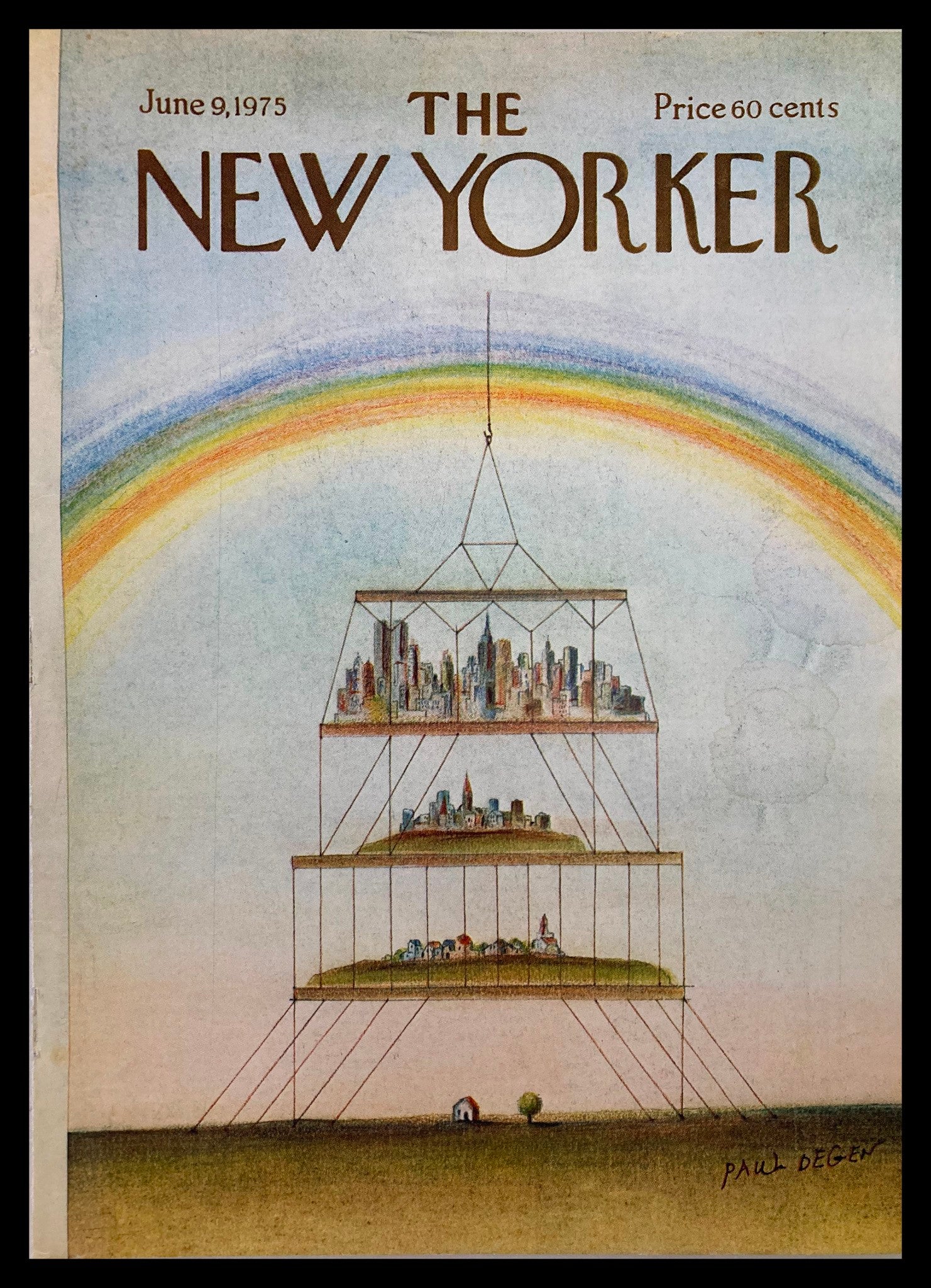 COVER ONLY The New Yorker June 9 1975 Cityscape by Paul Degen No Label