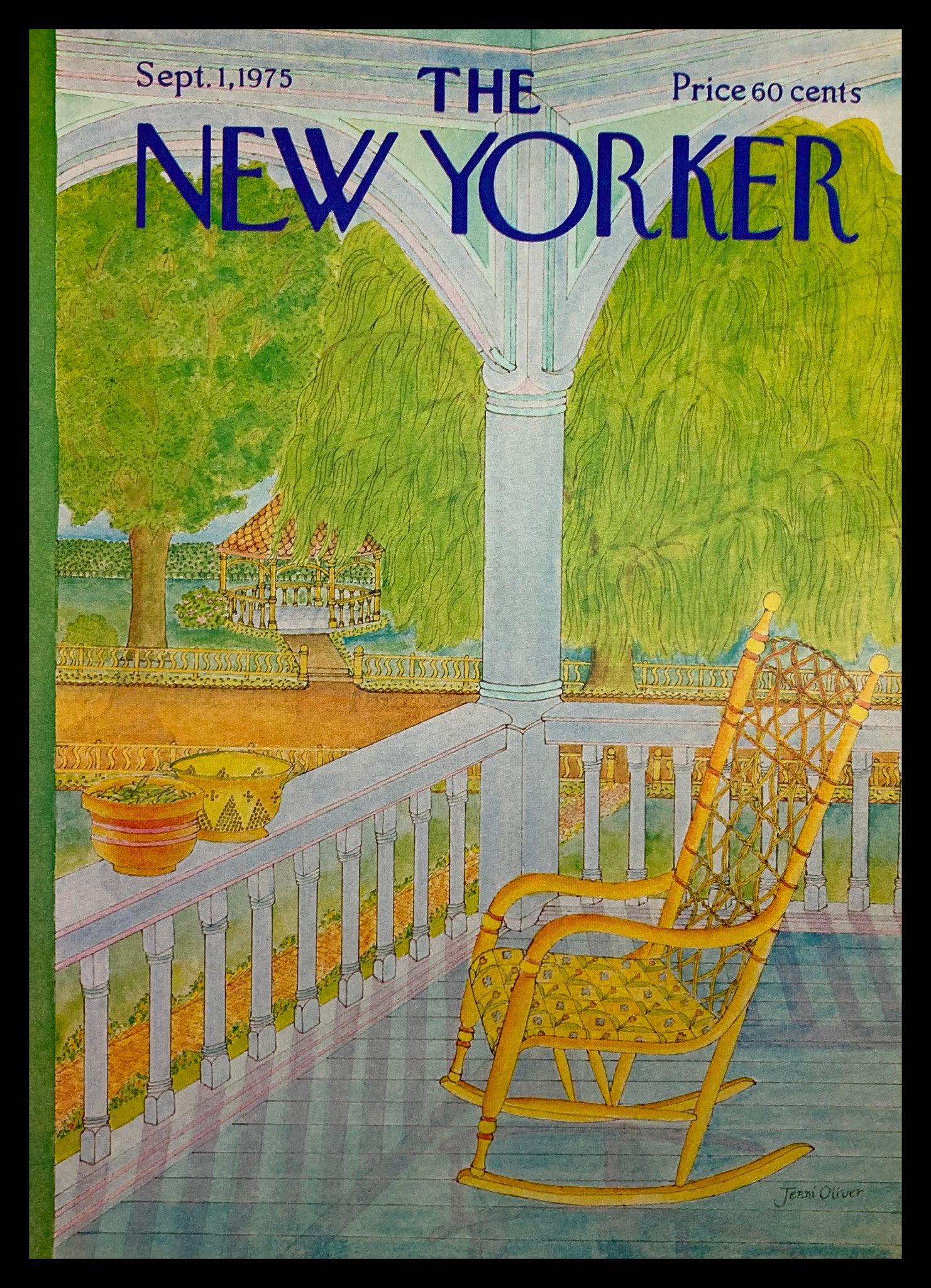 COVER ONLY The New Yorker September 1 1975 Rocking Chair by Jenni O. No Label