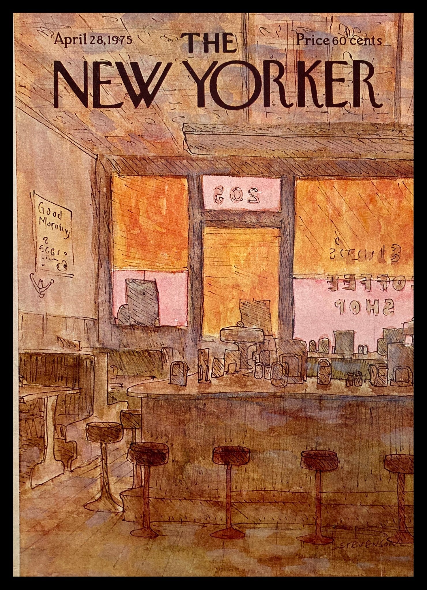 COVER ONLY The New Yorker April 28 1975 Coffee Shop by James Stevenson No Label