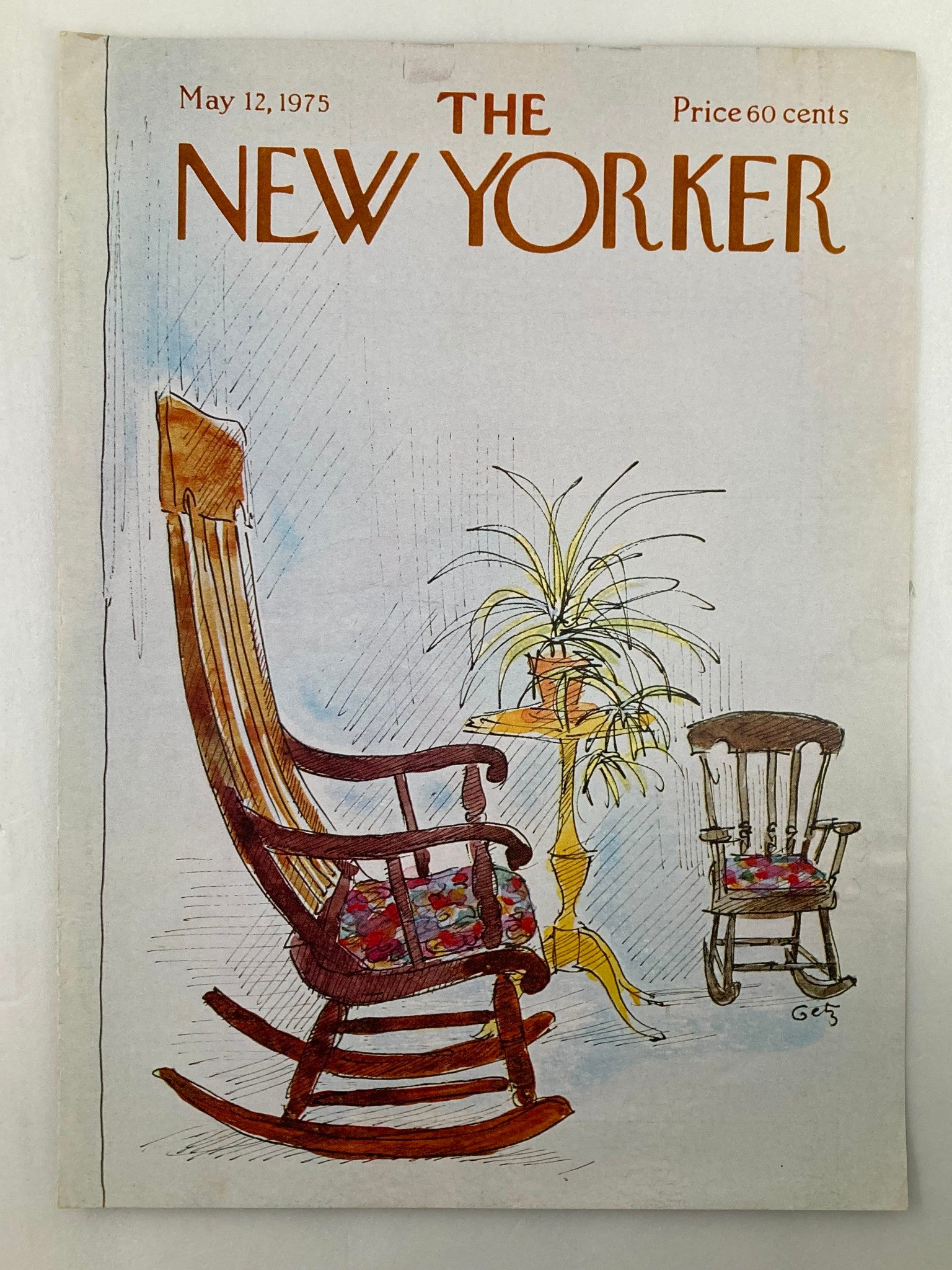 COVER ONLY The New Yorker May 12 1975 Antique Chair by Arthur Getz No Label