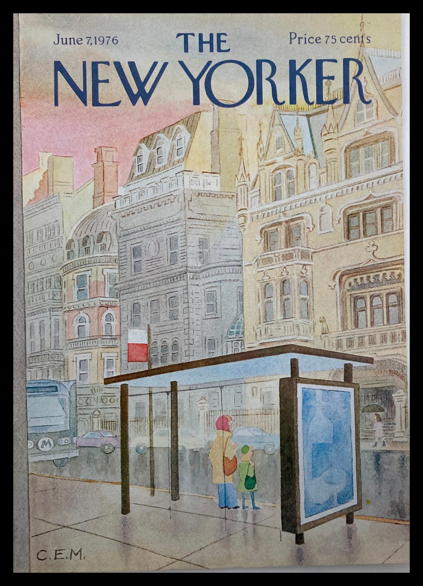 COVER ONLY The New Yorker June 7 1976 Bus Stop by Charles E. Martin No Label