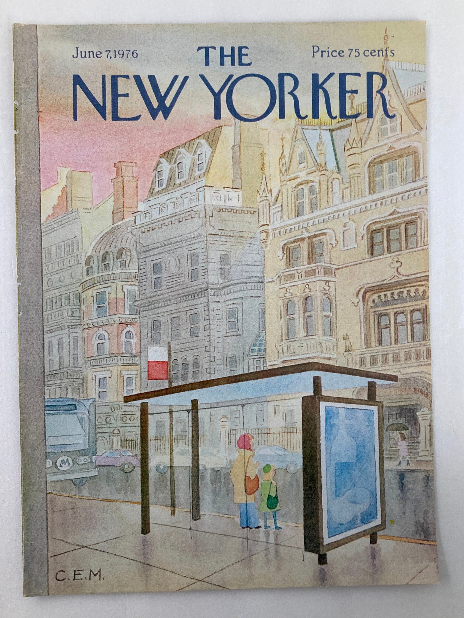 COVER ONLY The New Yorker June 7 1976 Bus Stop by Charles E. Martin No Label