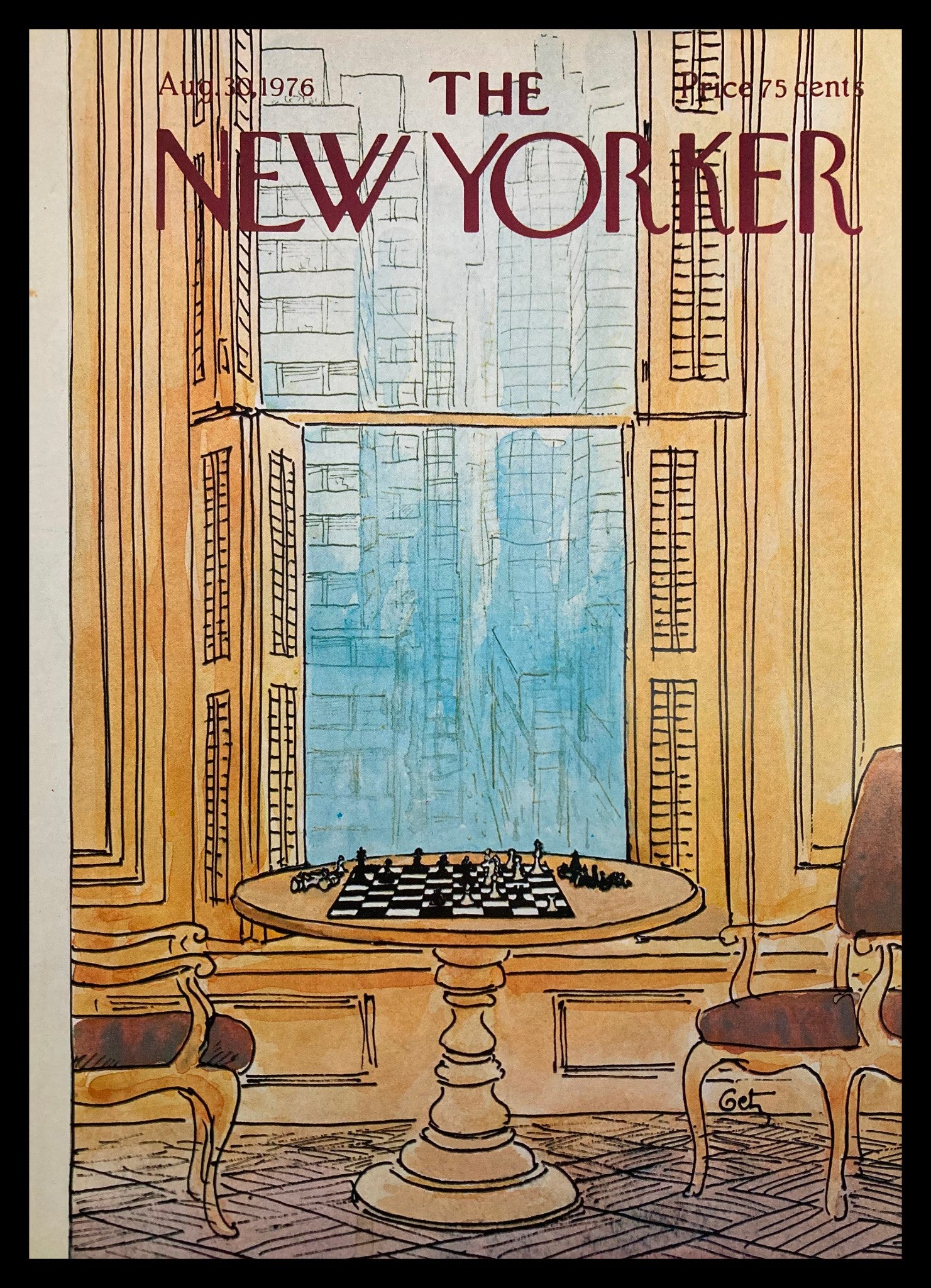 COVER ONLY The New Yorker August 30 1976 Checkmate by Arthur Getz No Label