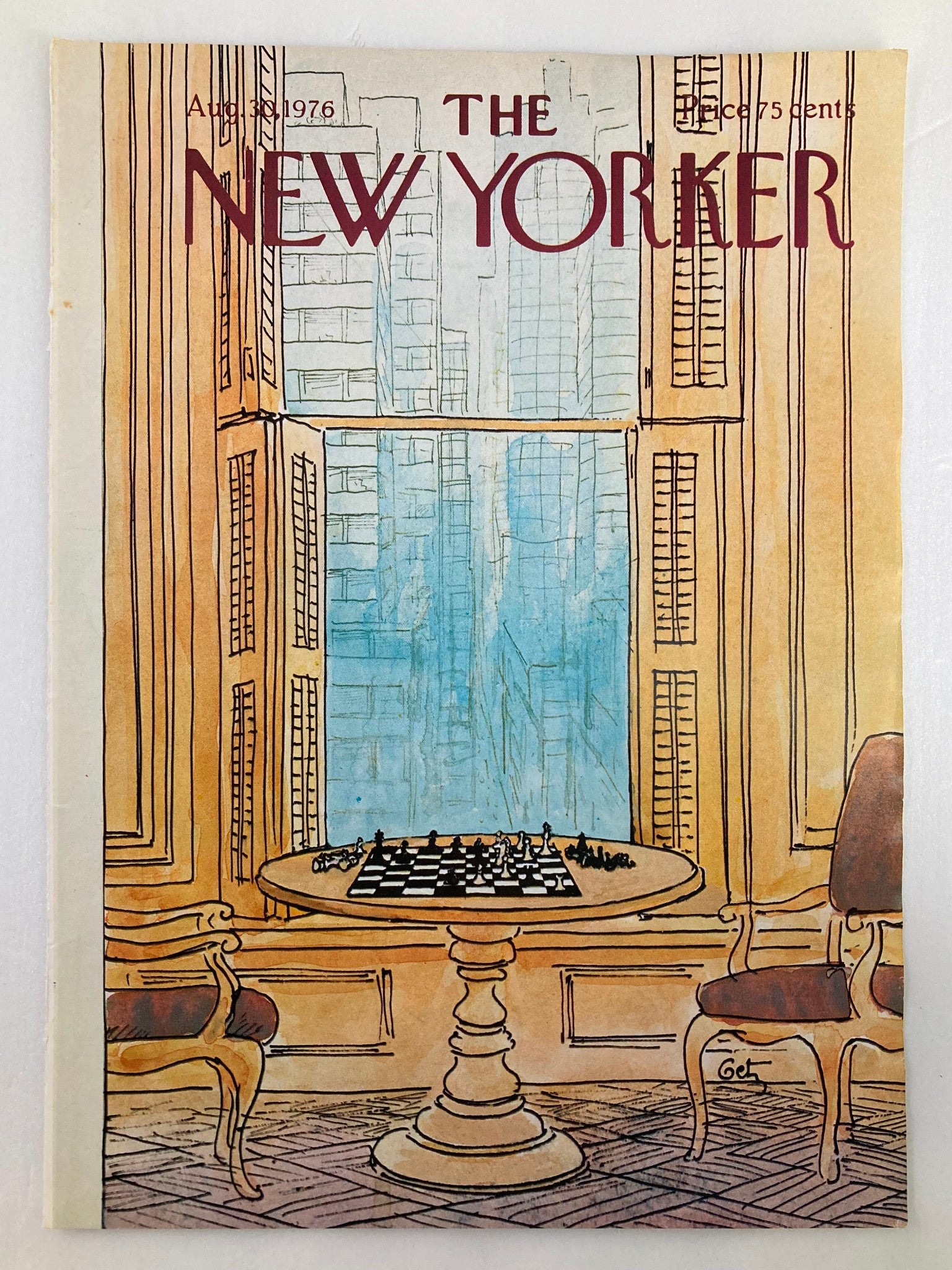 COVER ONLY The New Yorker August 30 1976 Checkmate by Arthur Getz No Label